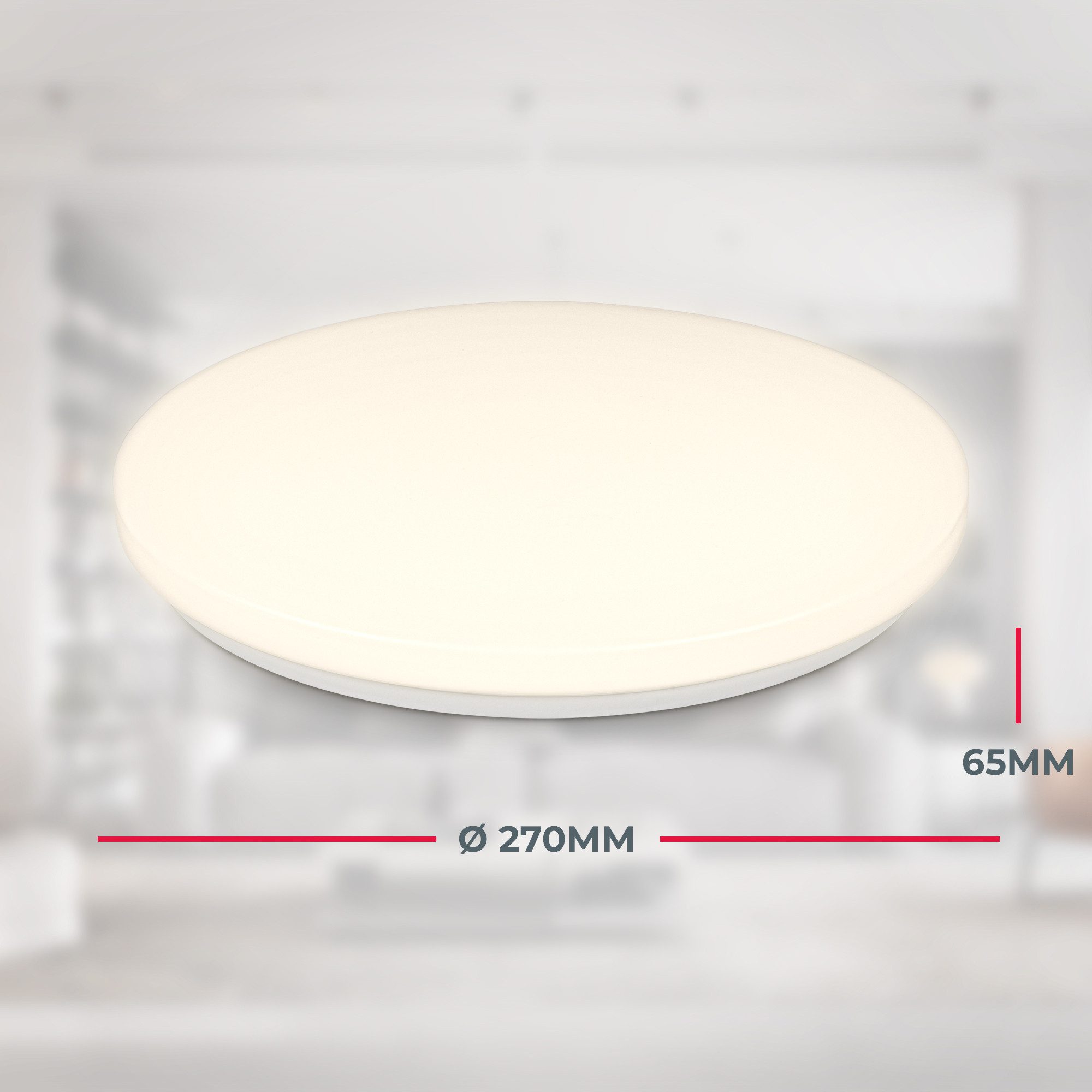 B.K.Licht Led-plafondlamp BK_DL1614 Bad plafondlamp met bewegingssensor, 3m bereik 120° detectiehoek, ip54, 13w, 1.300 lm, 3.000k, ø27cm, wit (1 stuk)