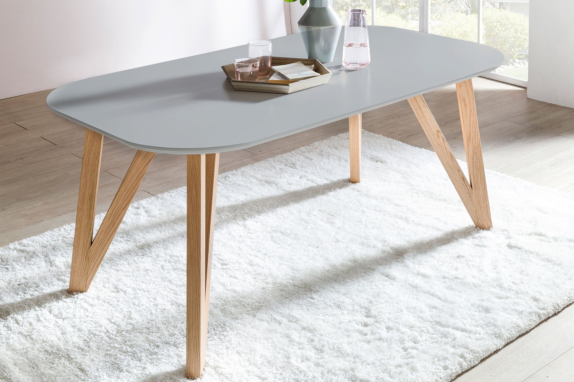 SalesFever Eettafel Haarspeldpoten van massief eiken