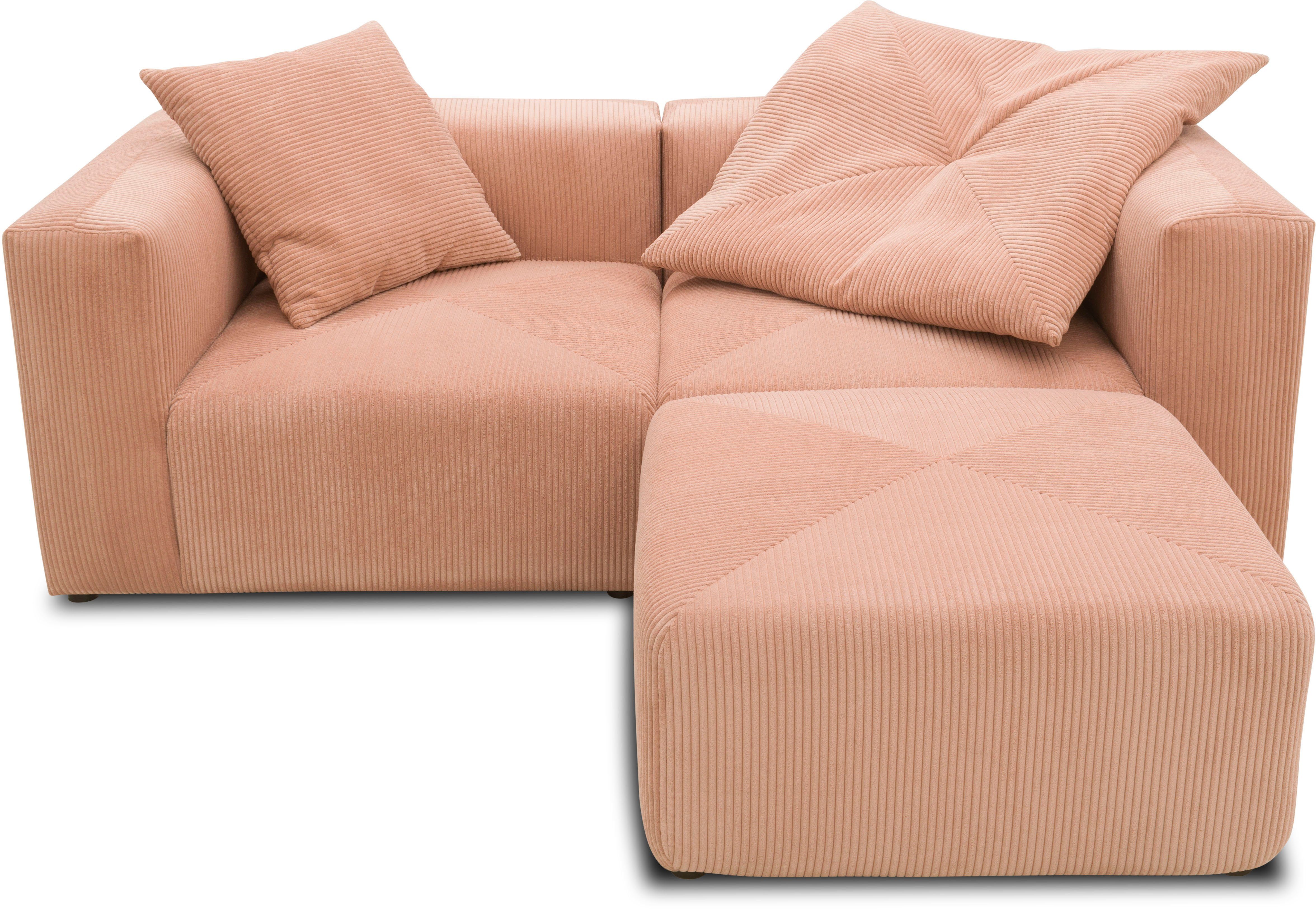 RAUM.ID Hoekbank Gerrid L-vorm Cord, modulaire bank, bestaand uit 2 hoekelementen + 1 hocker