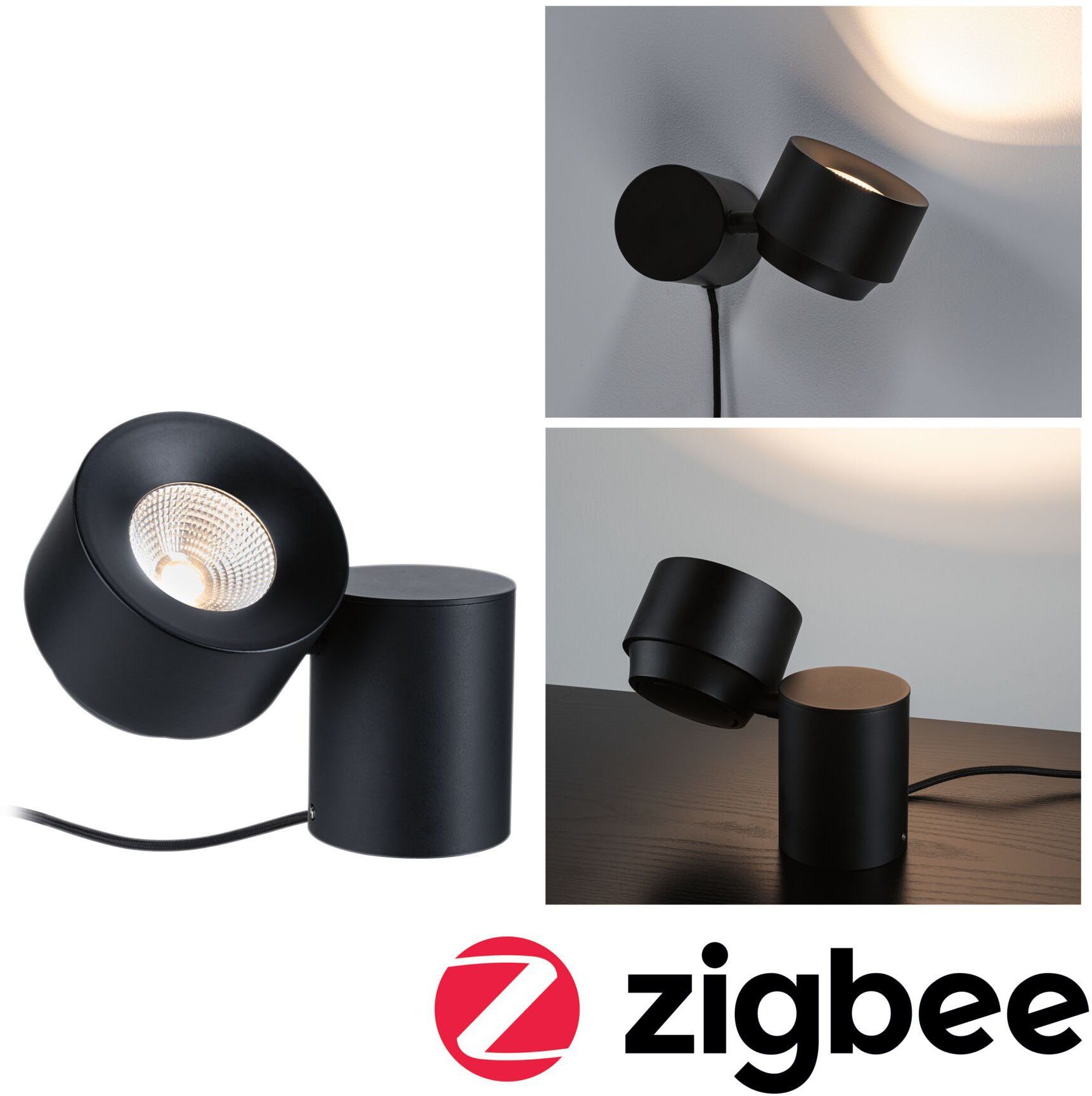 Paulmann Tafellamp Puric Pane LED, dimbaar, zwart/grijs, metaal (1 stuk)