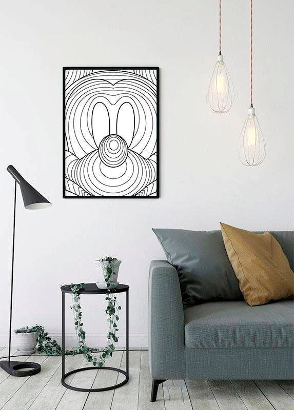 Komar Wanddecoratie Mickey Mouse Lines Wanddecoratie voor de kinderkamer - zonder lijst (1 stuk)