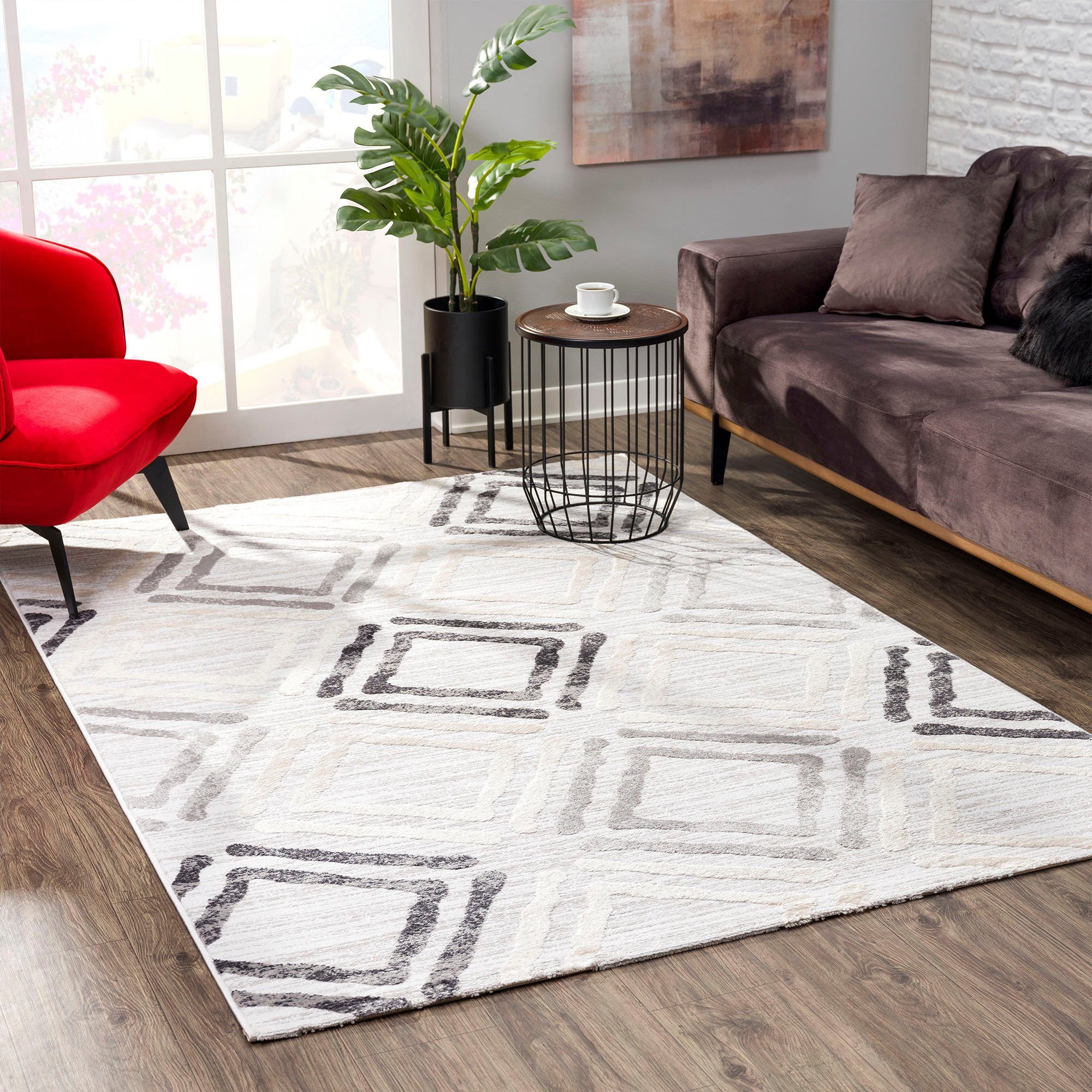 SANAT HALI Vloerkleed Evra 7005 Woonkamer, korte pool, modern