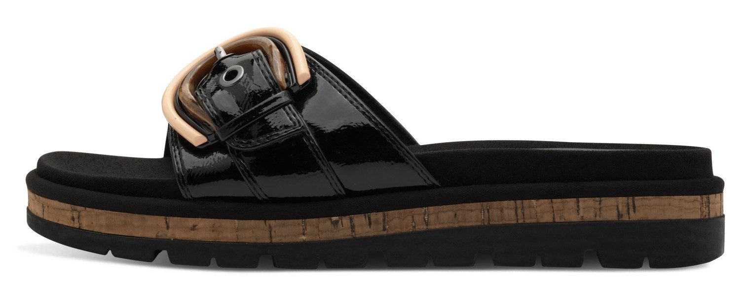 Marco Tozzi Slippers , plateau, zomerschoen, instapschoen met decoratieve gesp