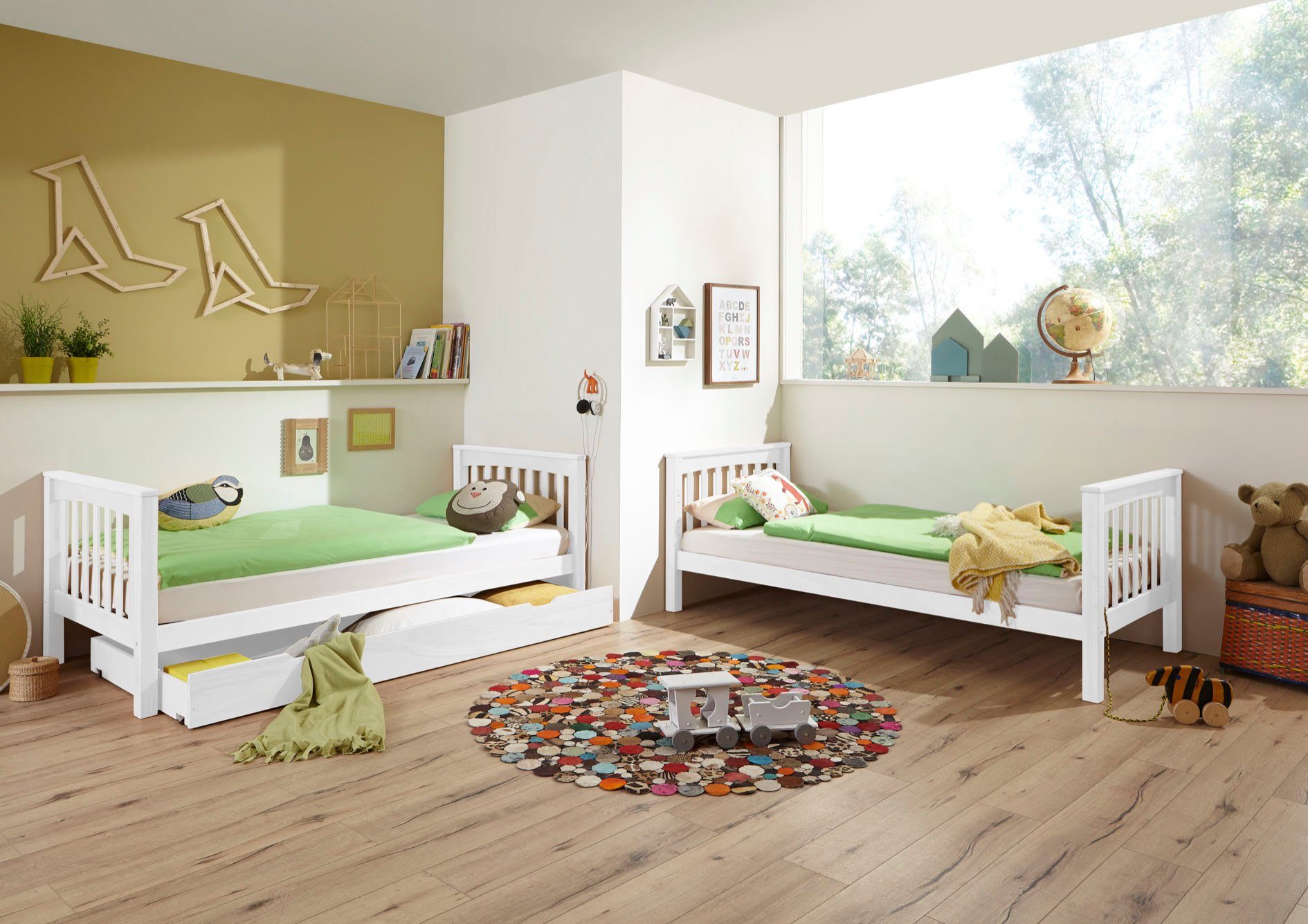 Relita Stapelbed Kick, hoogslaper, bedden ook apart te plaatsen incl. oprolbare lattenbodem en ladder, optioneel met bedlade, beuken