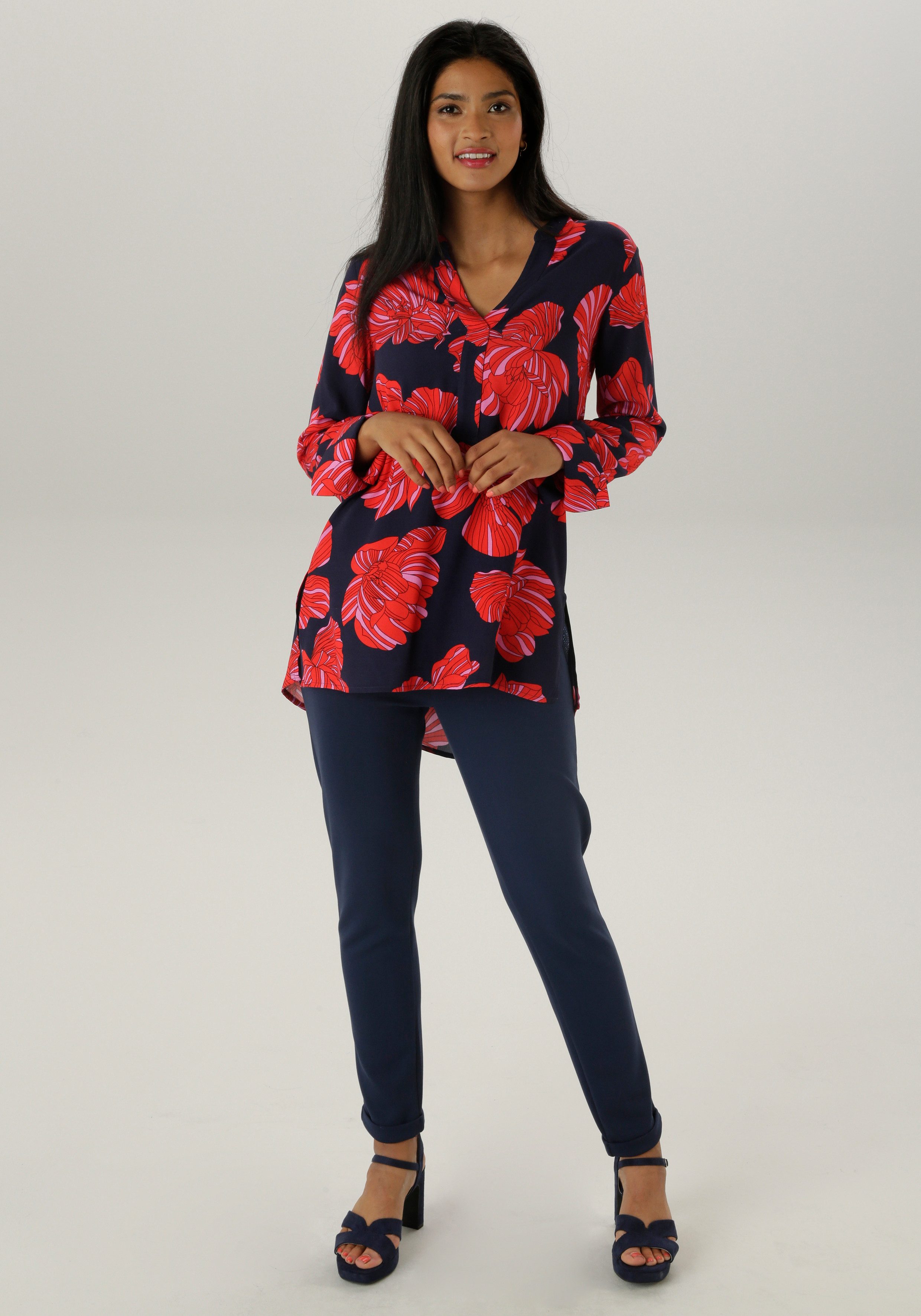 Aniston SELECTED Lange blouse met bijzondere bloemenprint - nieuwe collectie