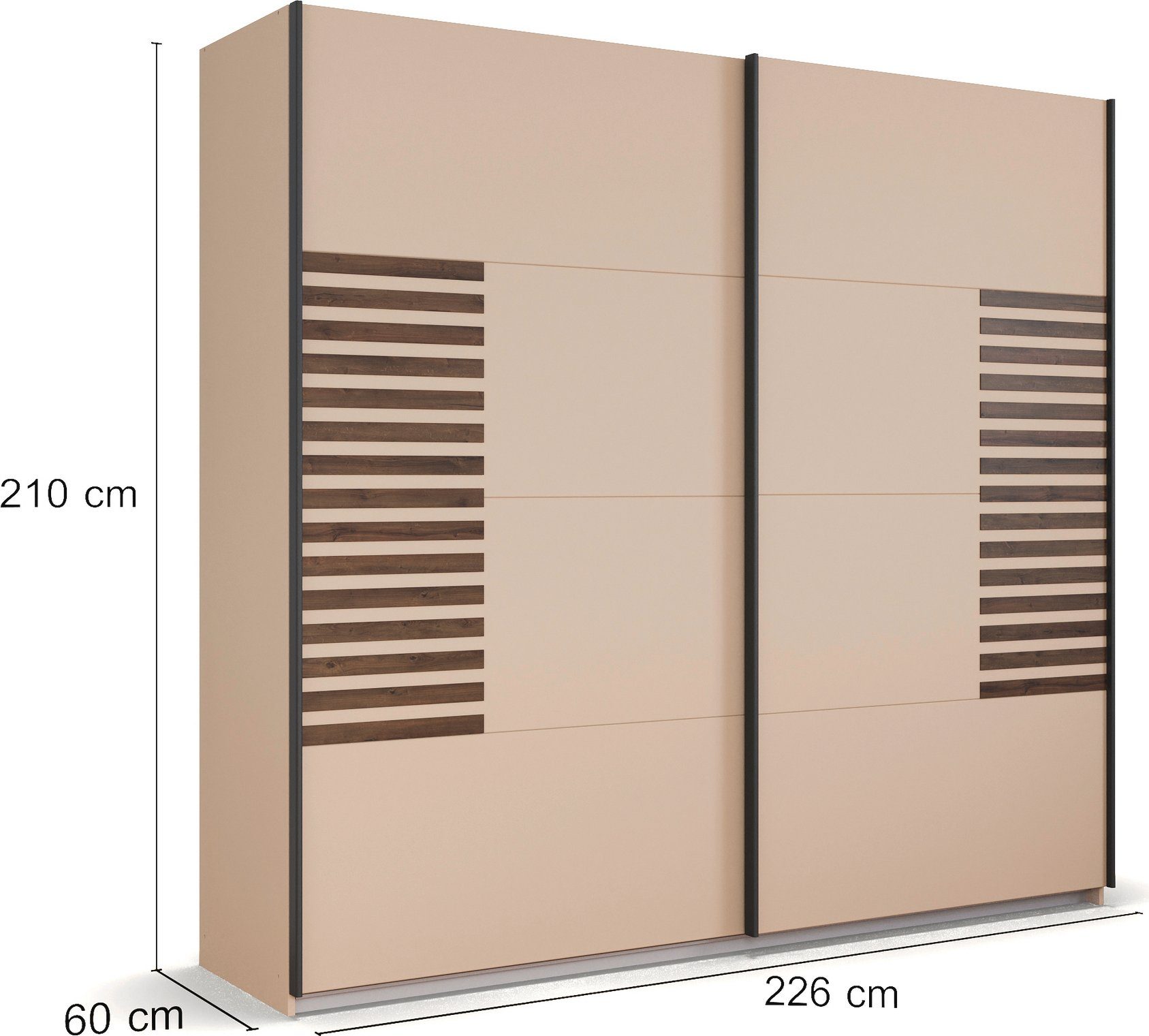rauch Zweefdeurkast Kledingkast Kast Garderobe Slaapkamerkast BAREA Front met oplage in moderne lamellen-look MADE IN GERMANY