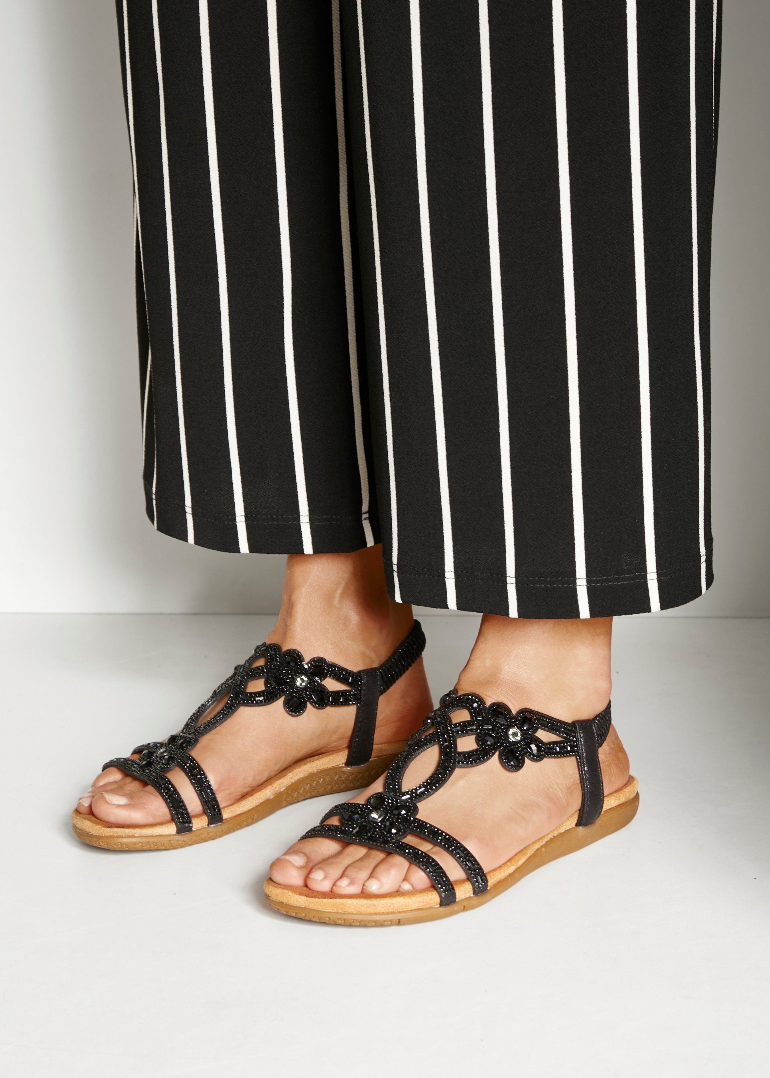 Vivance Sandalen Zomerschoen Sandalette, zomerschoen met elastische banden & glittersteentjes VEGAN