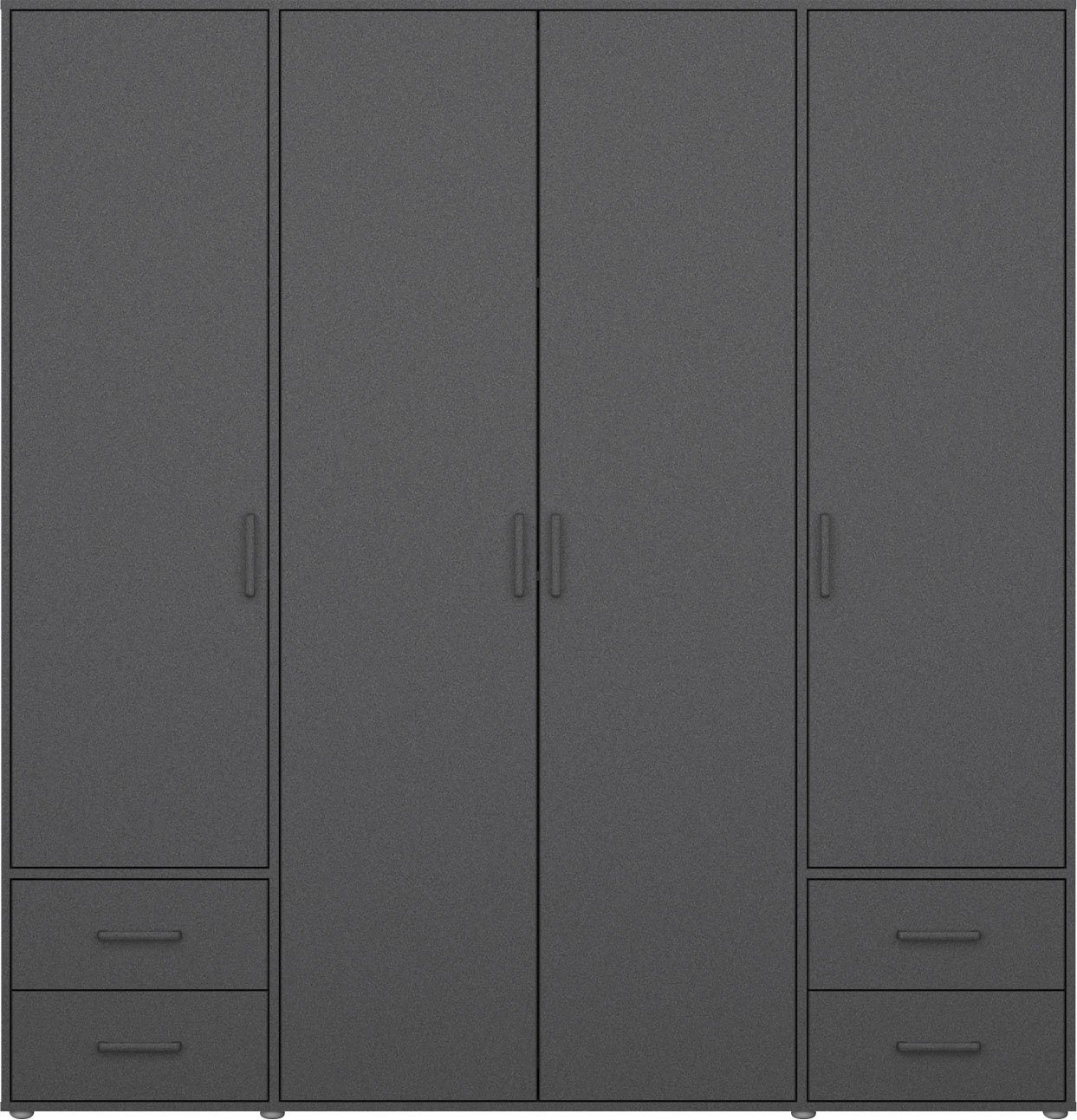 rauch Draaideurkast Kledingkast kast garderobe linnenkast VOYAGER moderne grepen in grijs metallic met buitenlades made in germany
