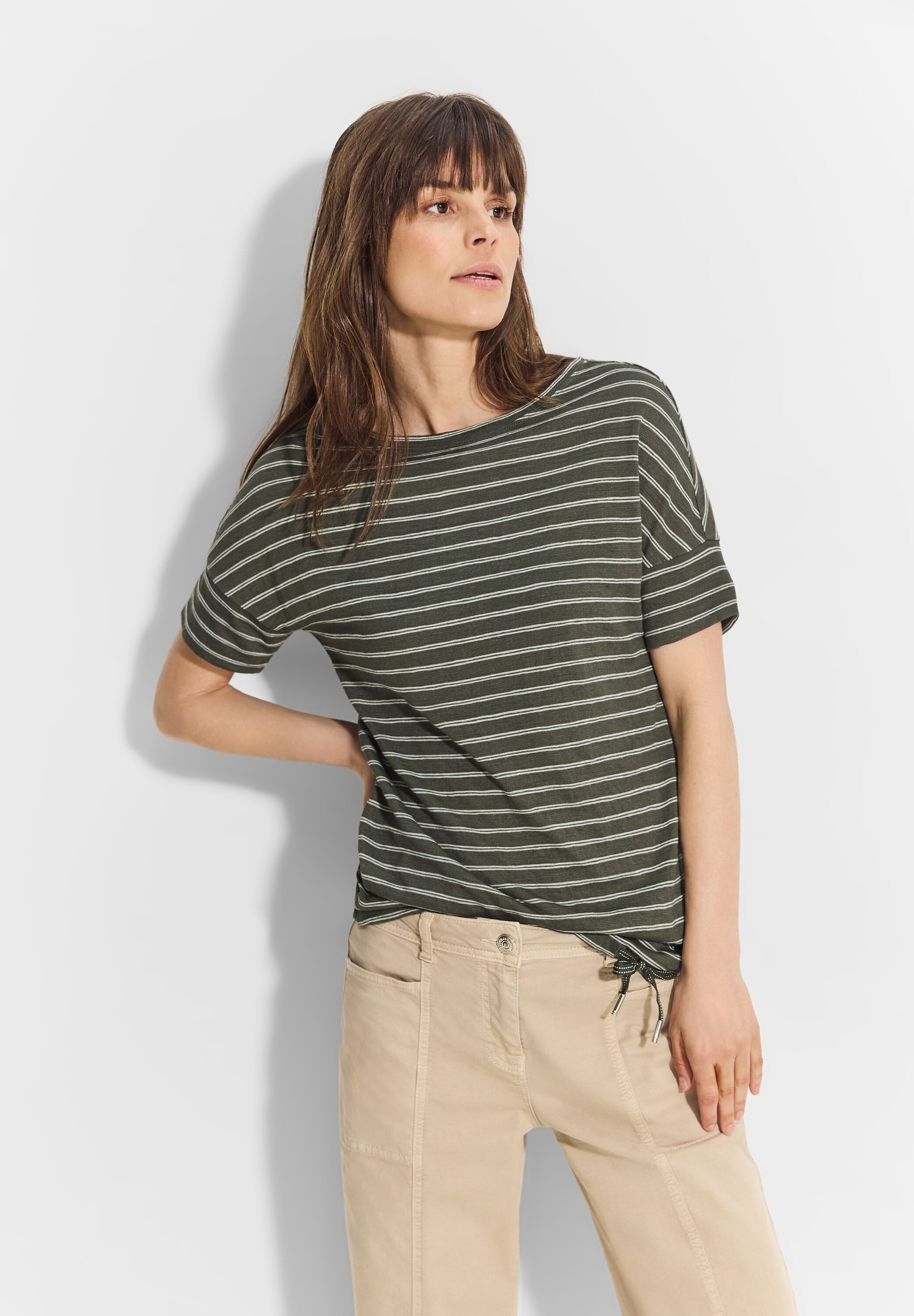 Cecil T-shirt met strepen-look