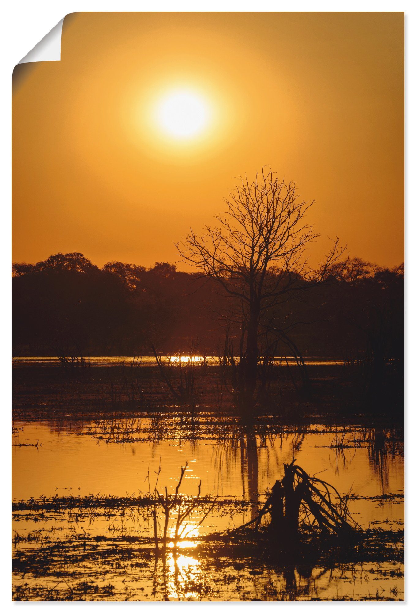 Artland Poster Zonsondergang II als artprint van aluminium, artprint op linnen, muursticker of poster in verschillende maten foto schilderijen oranje
