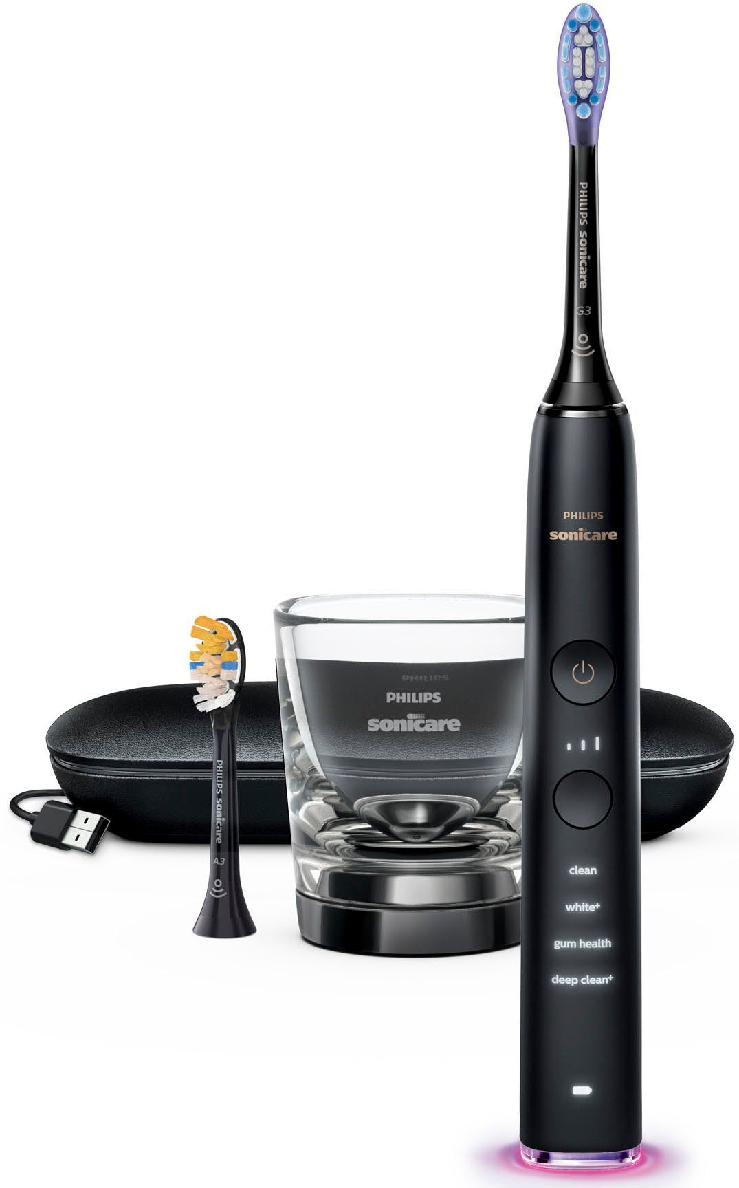 Philips Sonicare Elektrische tandenborstel DiamondClean 9400, HX9917 met geïntegreerde druksensor, 4 reinigingsprogramma's en 3 intensiteitsniveaus