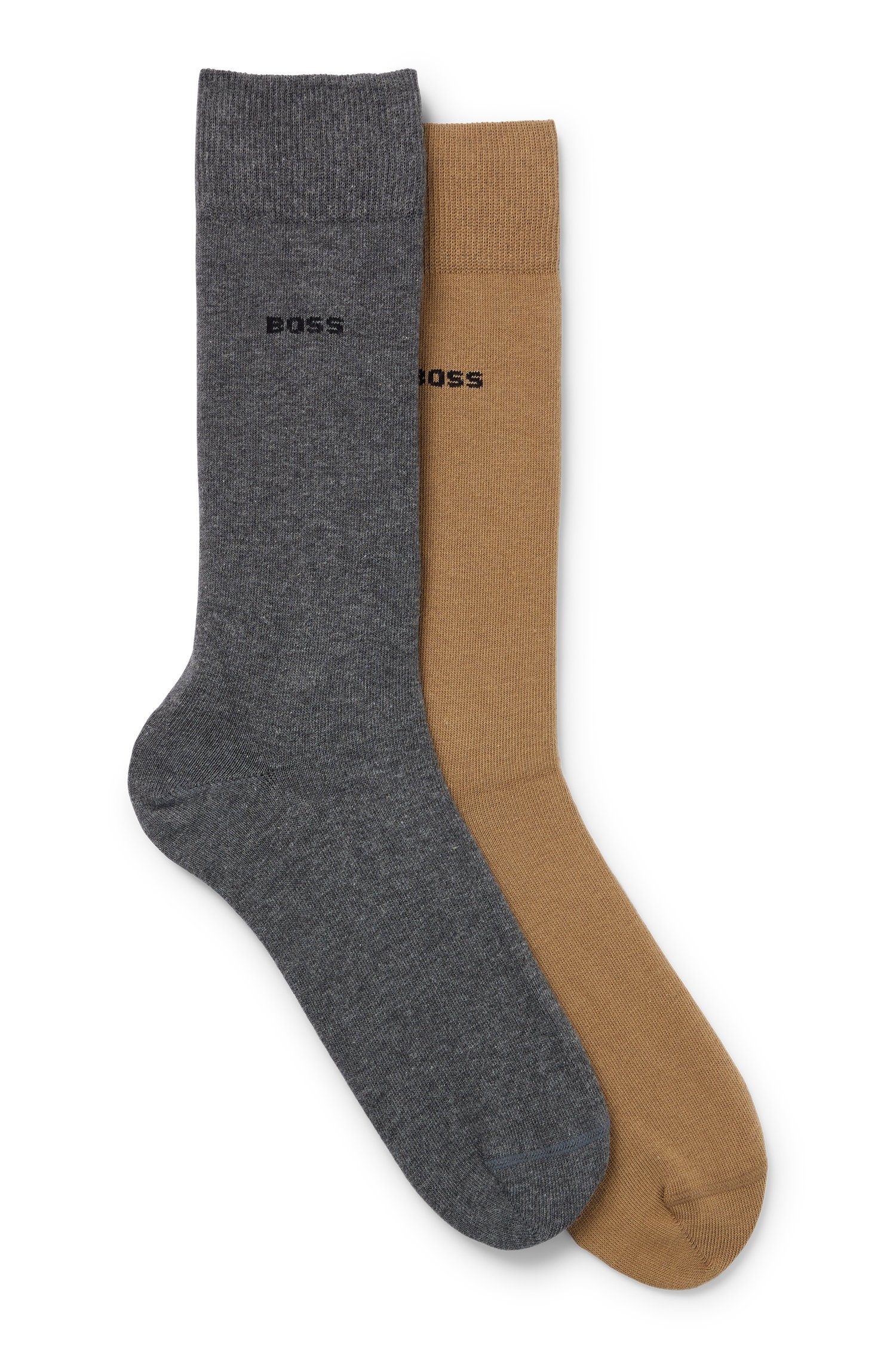 BOSS Business-sokken 2P RS Uni met gebreid boss logo-tekst (2 paar, Set van 2)