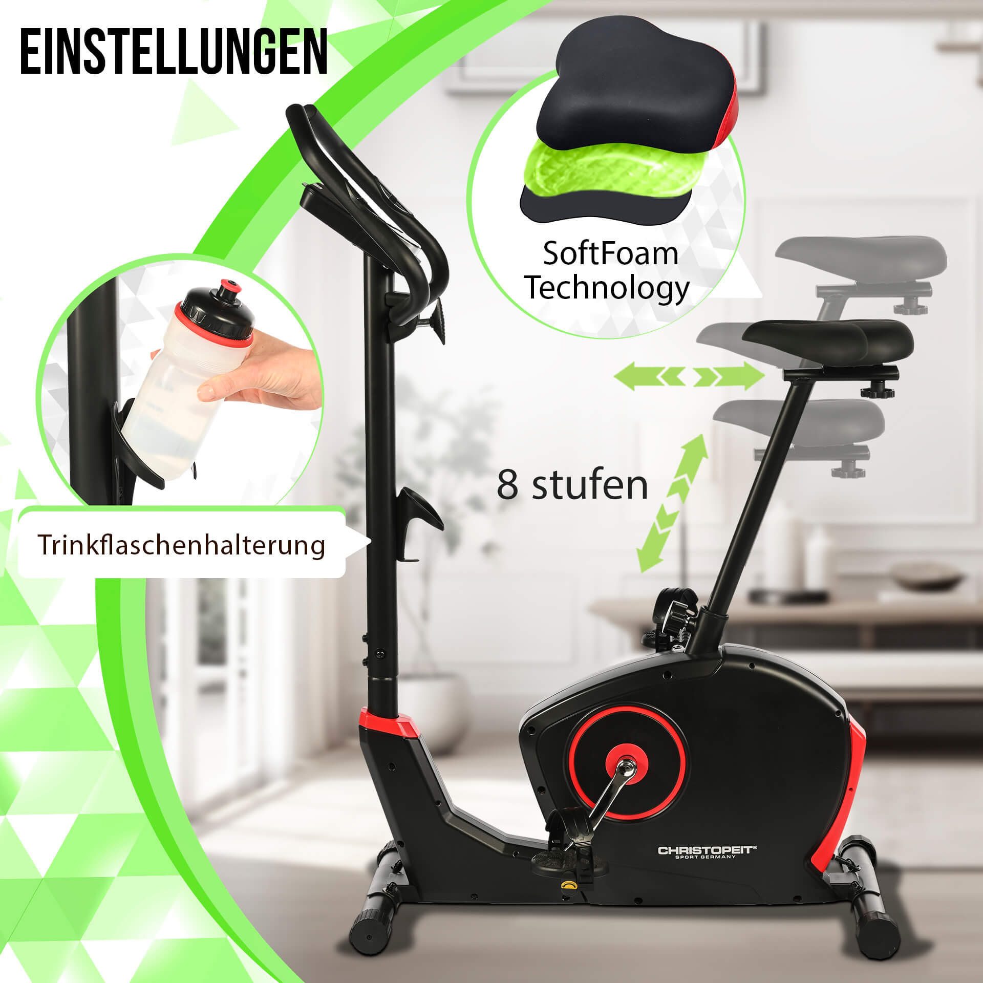 Christopeit Sport® Ergometer ET 3.0 Swinggewicht ca. 7 kg, 32 weerstandsniveaus