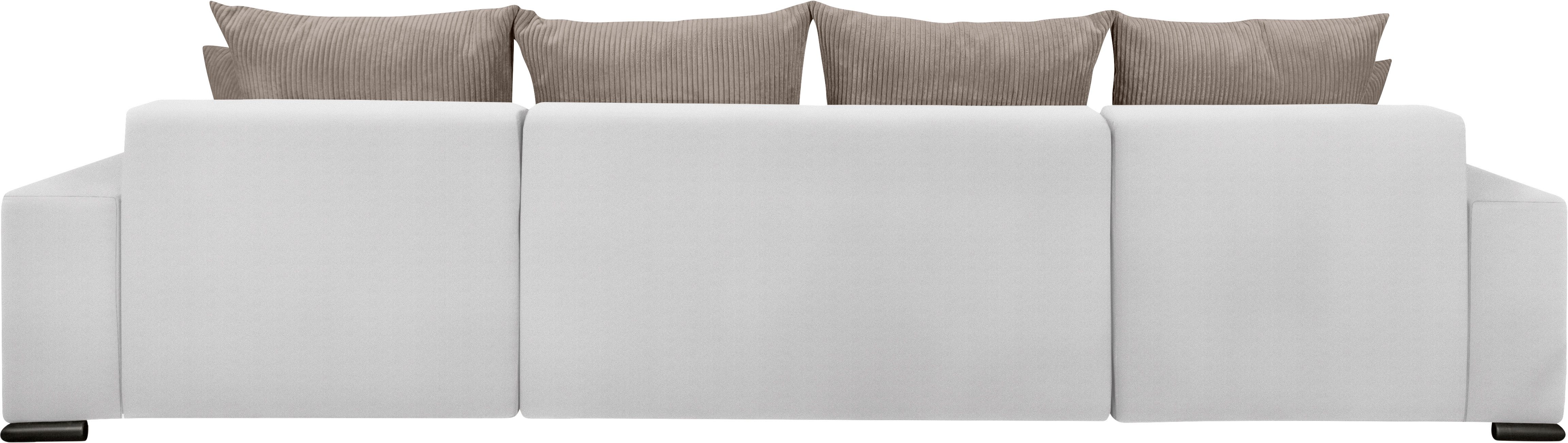 COLLECTION AB Zithoek XL-Josy U-vorm, breedte 313 cm, cord-/mix incl. bedfunctie, bedlade, met 4 gelijk grote rugkussens