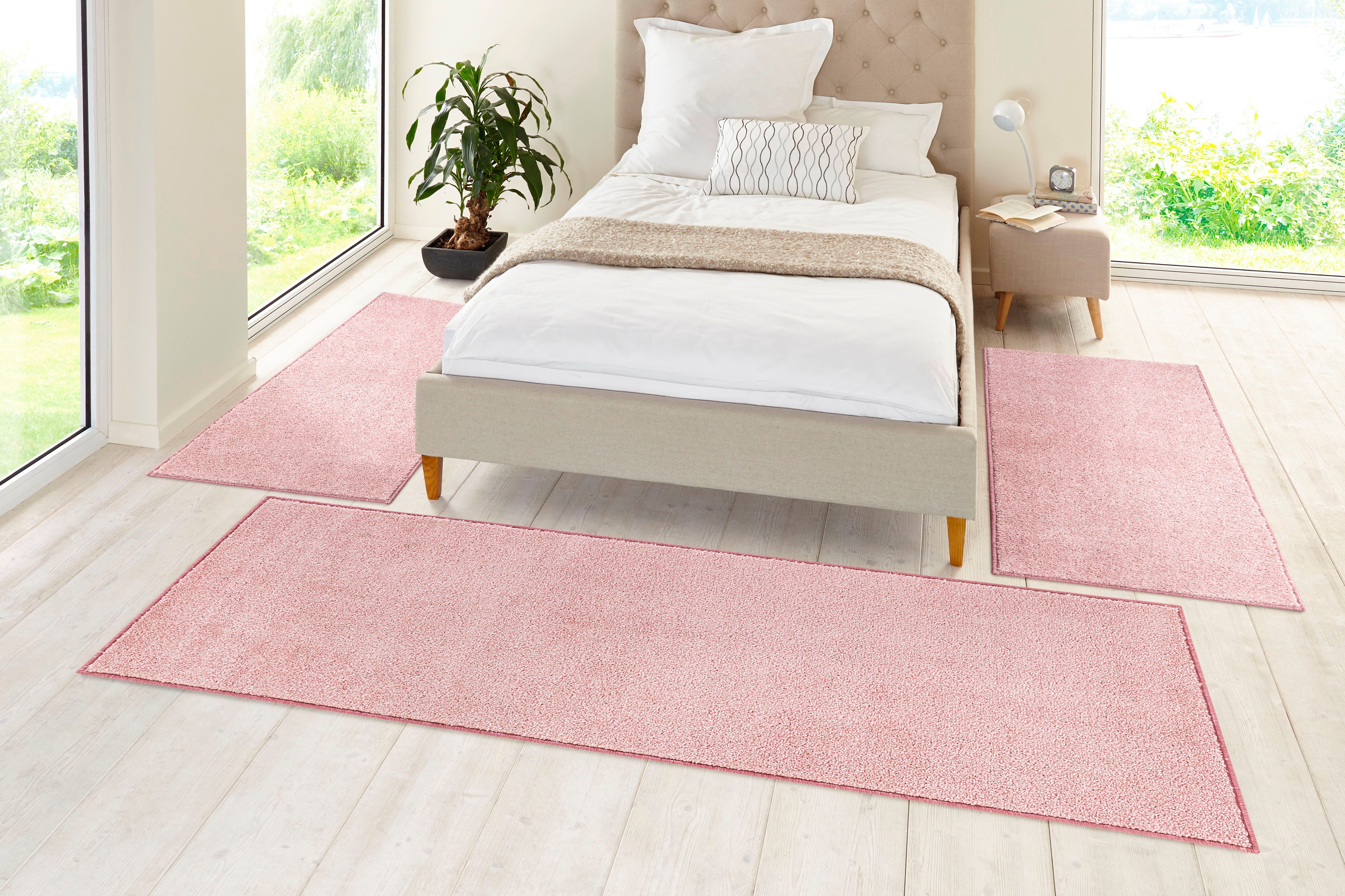 HANSE Home Set slaapkamerkleedjes Pure 100 Korte pool, unikleur, vloerkleed, bedloper, slaapkamerkleed, loper