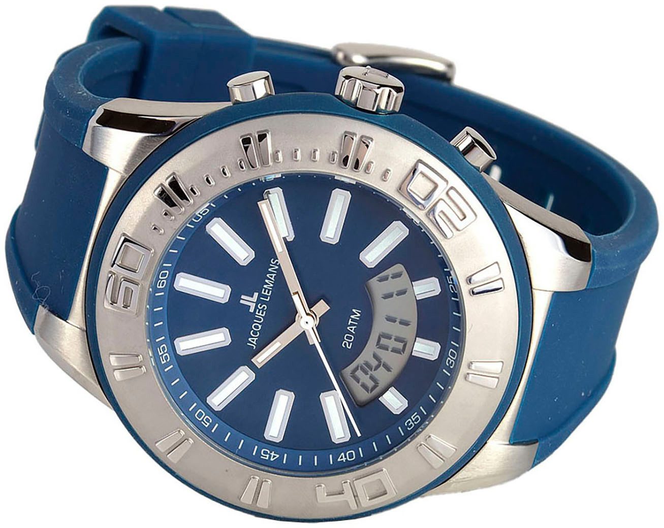 Jacques Lemans Chronograaf Miami Quartzhorloge, horloge, dames, heren, siliconen band, tot 20 bar waterdicht