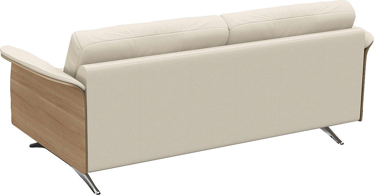 FLEXLUX 2,5-zitsbank Glow sofa, bank Premium zit: koudschuim & vering, armleuning van geolied eiken, voet van aluminium