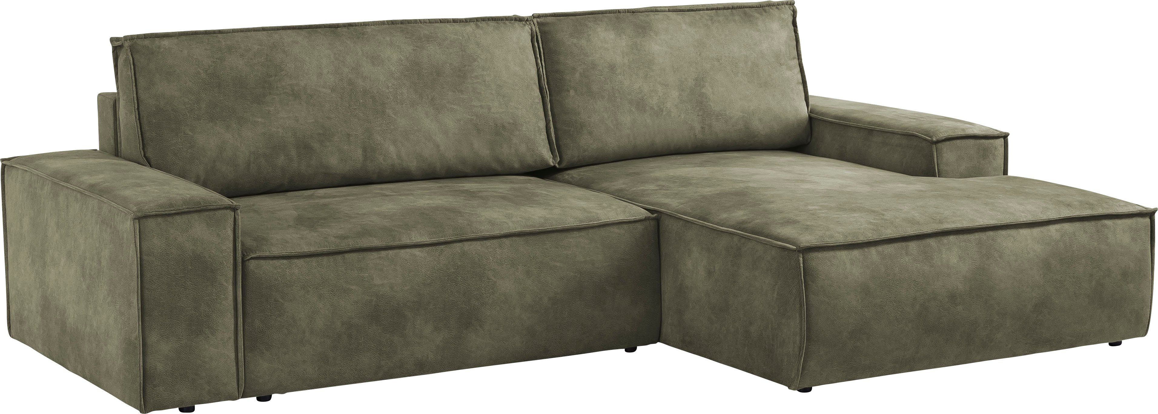 Home affaire Hoekbank SHERWOOD bedbank 267 cm, L-model, Slaapfunctie met bedlade (210x136 cm), cord, vintage, fluweel
