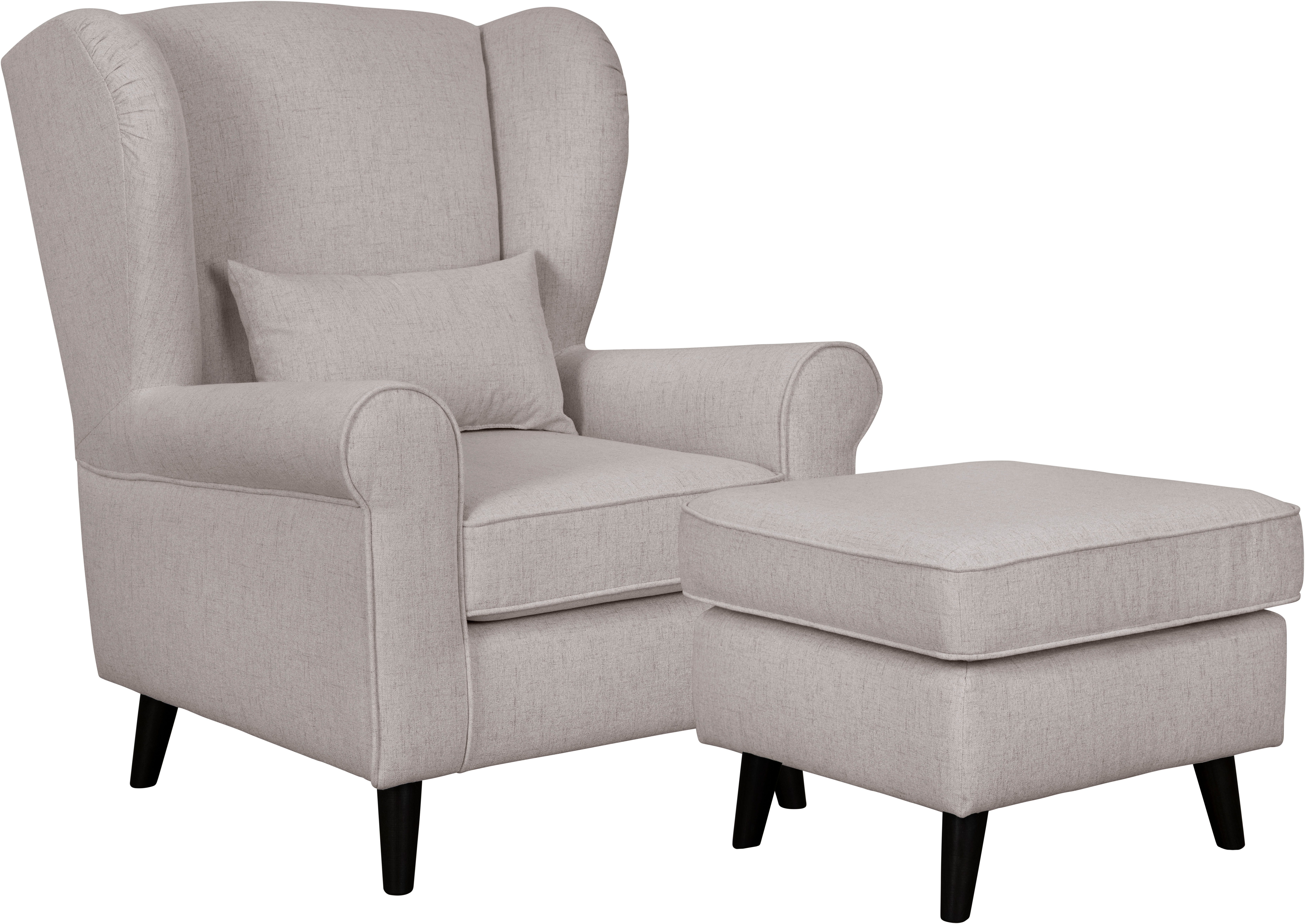 Home affaire Fauteuil Ohrensessel CHISTELLE, optioneel met poef met golfondersteuning, afmetingen: b/d/h: 81/87/99 cm