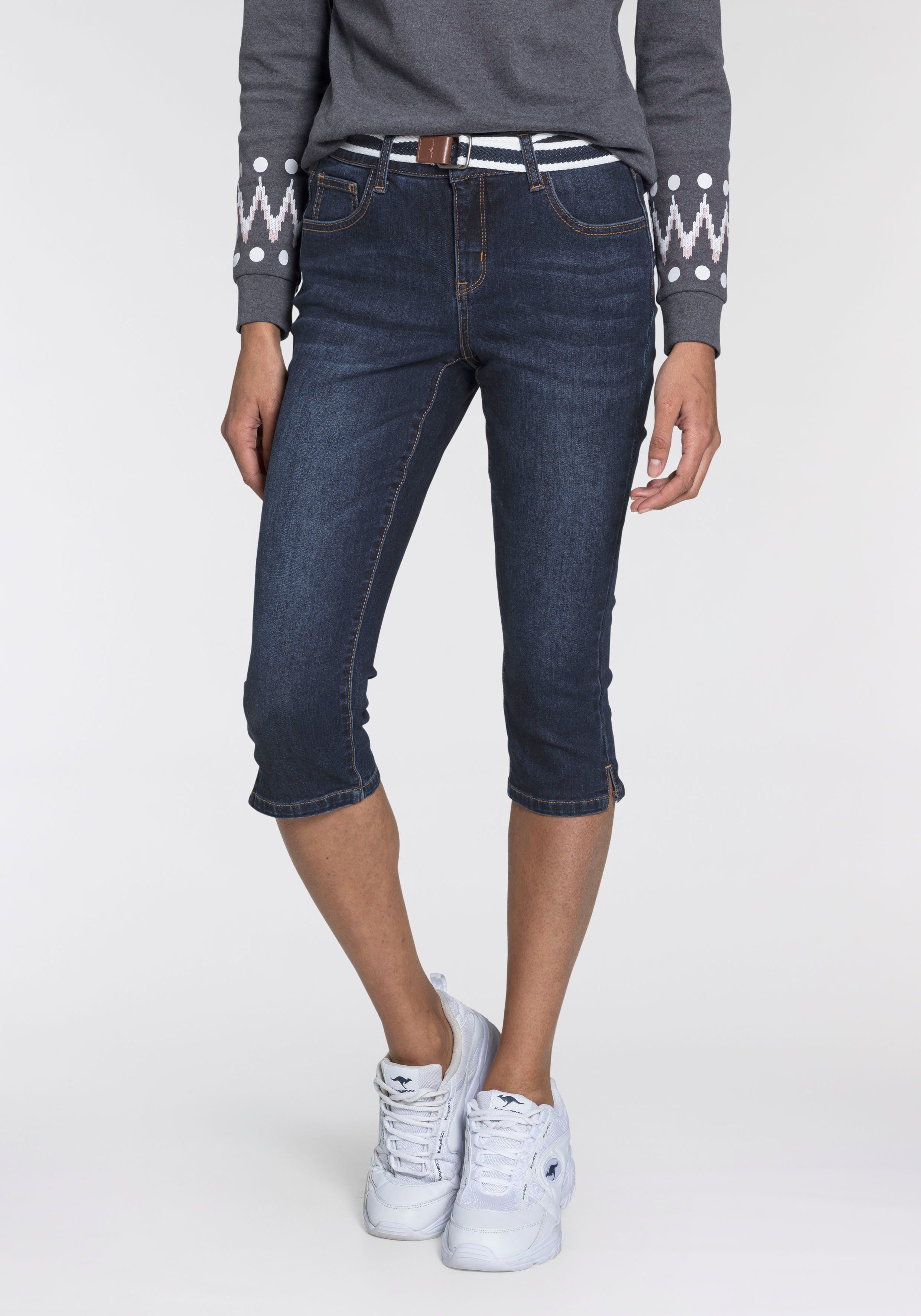 NU 20% KORTING: KangaROOS Capri jeans (set, Met een afneembare riem)