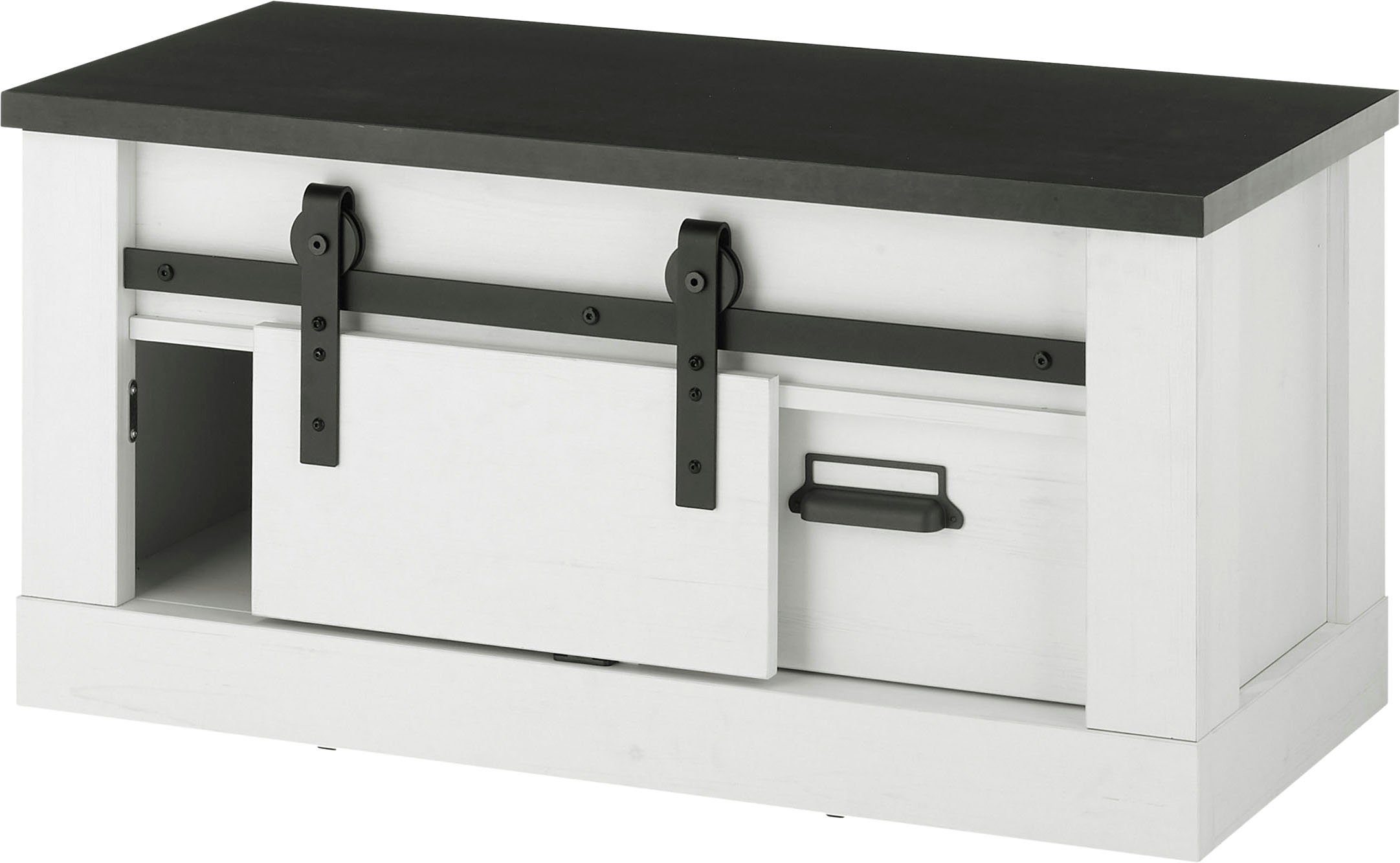 Home affaire Zitbank Sherwood moderne houtdecor, met schuurdeurbeslag van metaal, breedte 93 cm