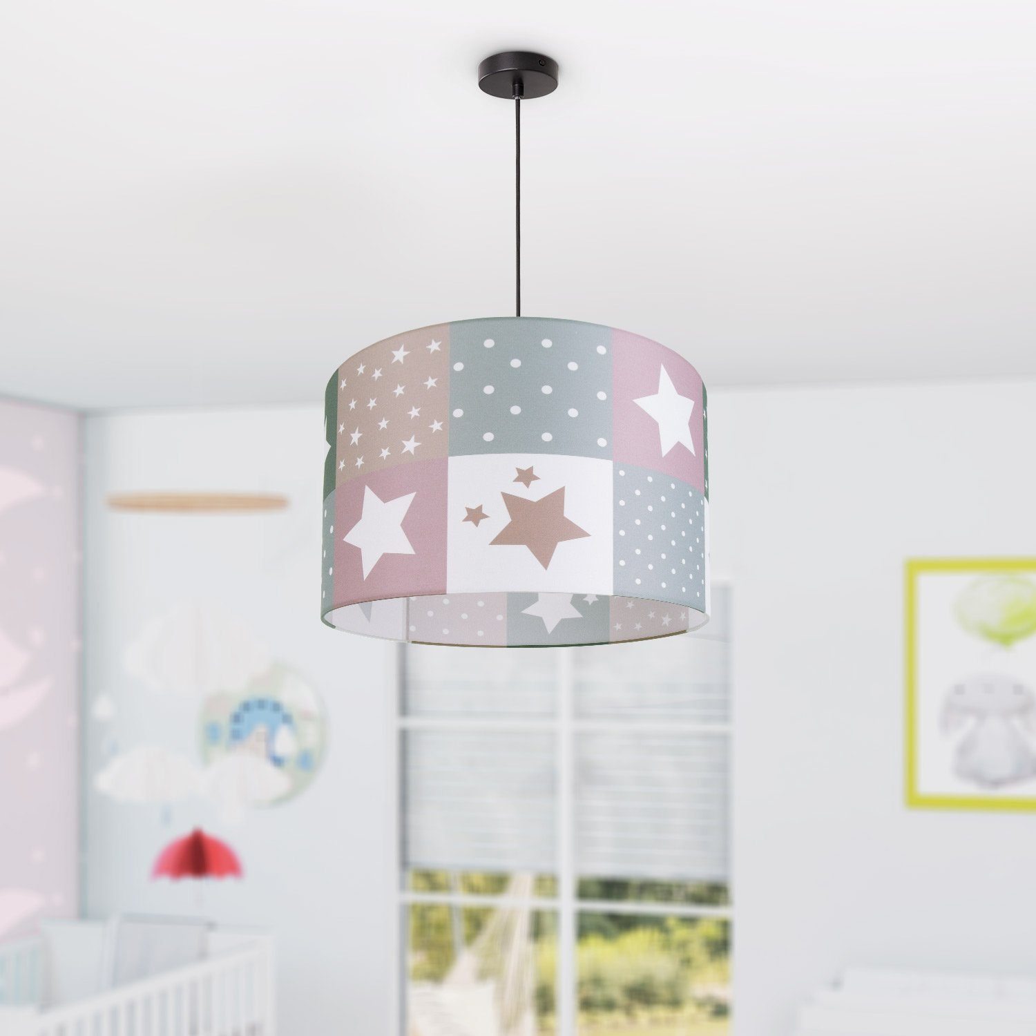 Paco Home Hanglamp Cosmo 345 Kinderlamp plafondlamp LED kinderkamer lamp sterren-motief E27