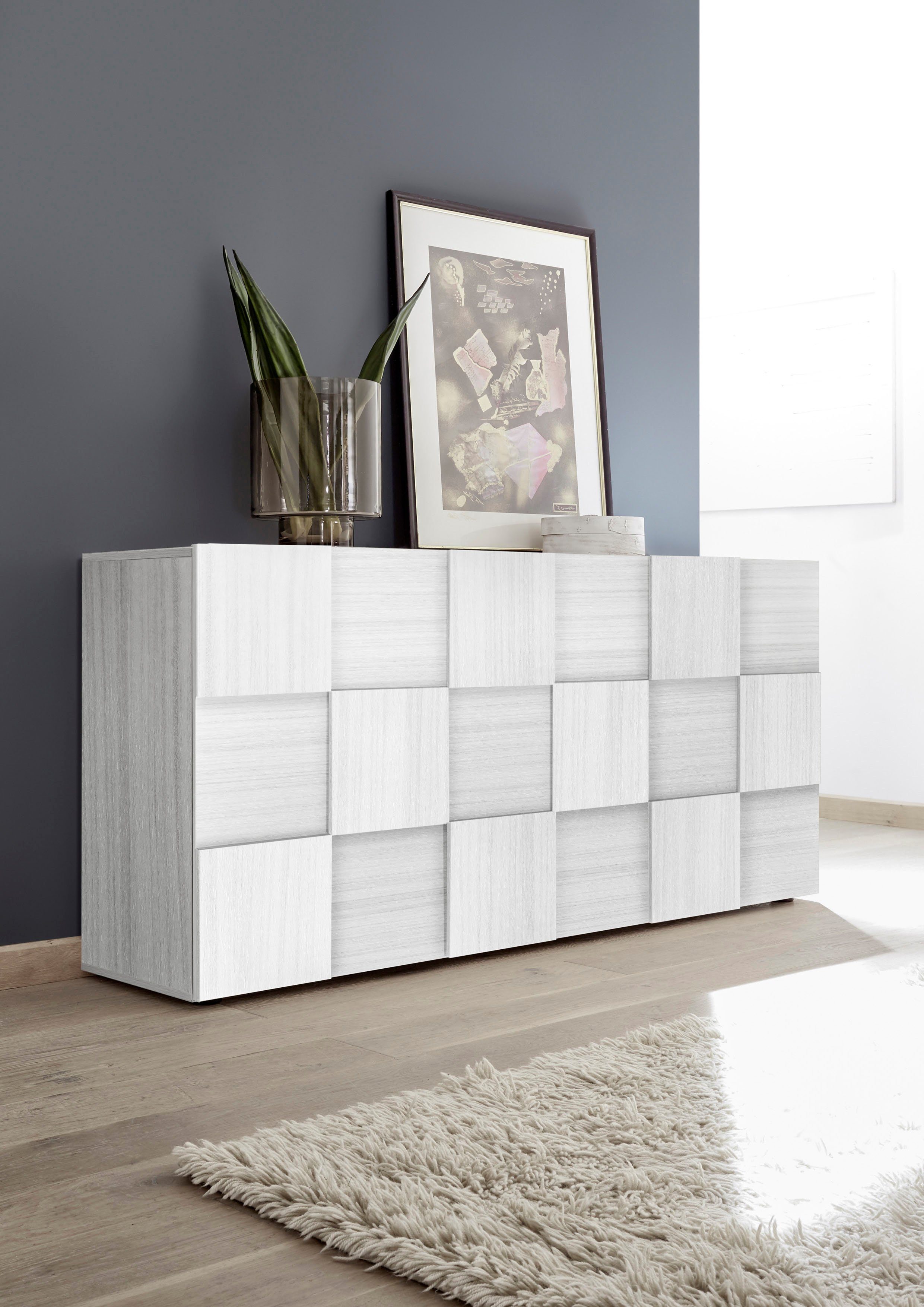 INOSIGN Dressoir Dama Breedte 181, Commode 3 deuren, Dressoir Front in 3D-uiterlijk, veel opbergruimte, verschillende kleuren