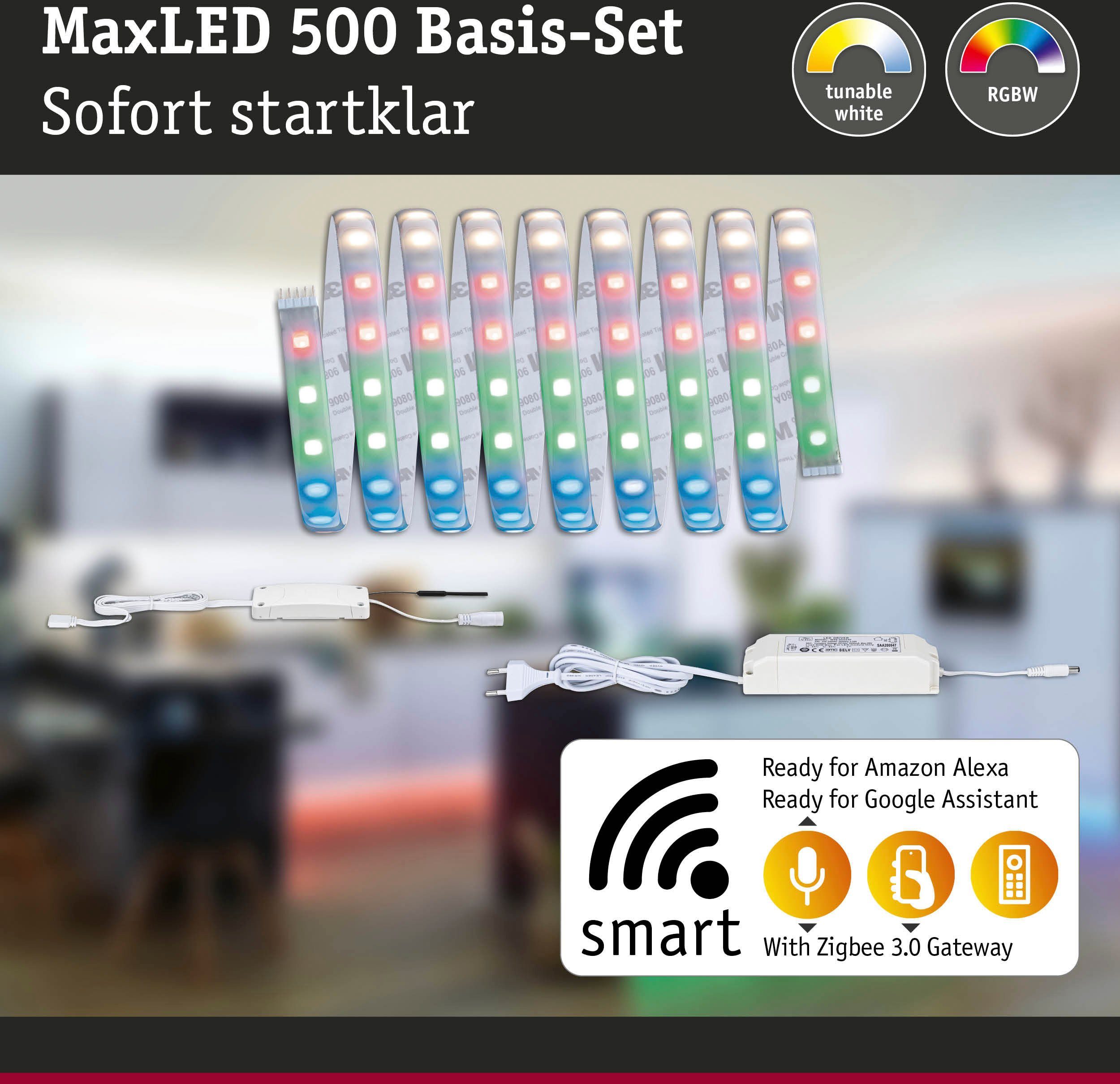 Paulmann Led-strepen MaxLED 500 RGBW Smart Home Zigbee 3m IP44 27W 1200lm gecoat (1 stuk)