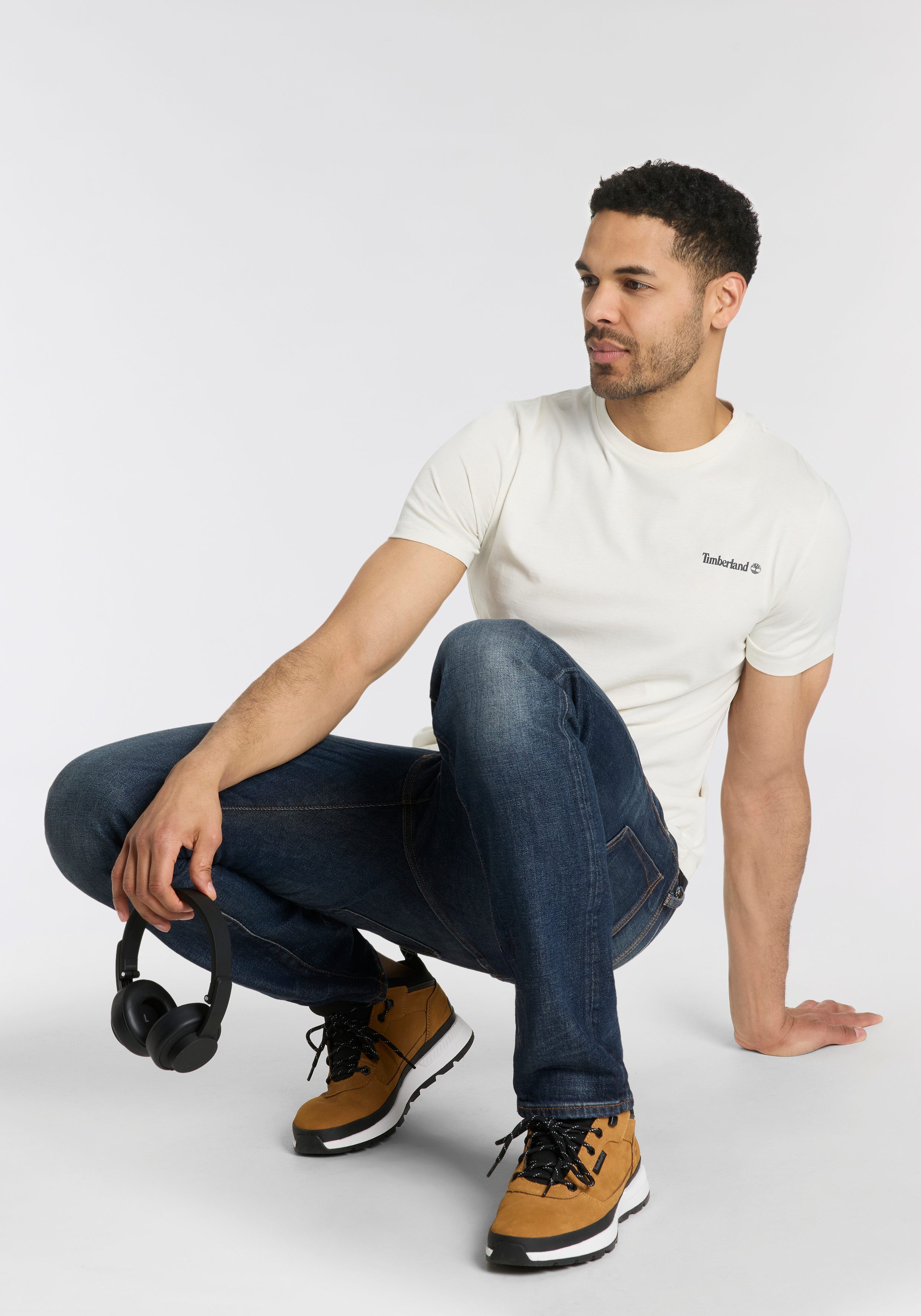 Timberland T-shirt Small Linear Logo Print Tee