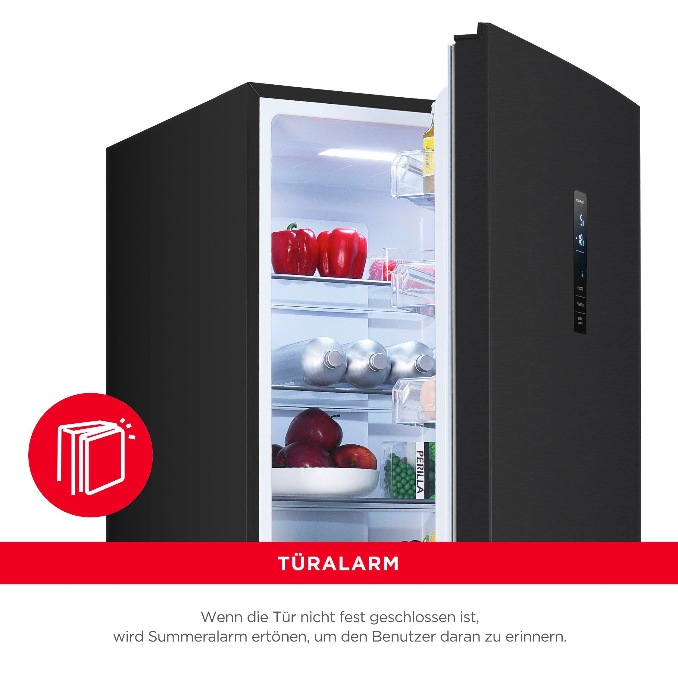 Hanseatic Koel-vriescombinatie HKGK19560CNFDI Snelle vriesfunctie, Eco-modus, NoFrost, Display, Deuralarm