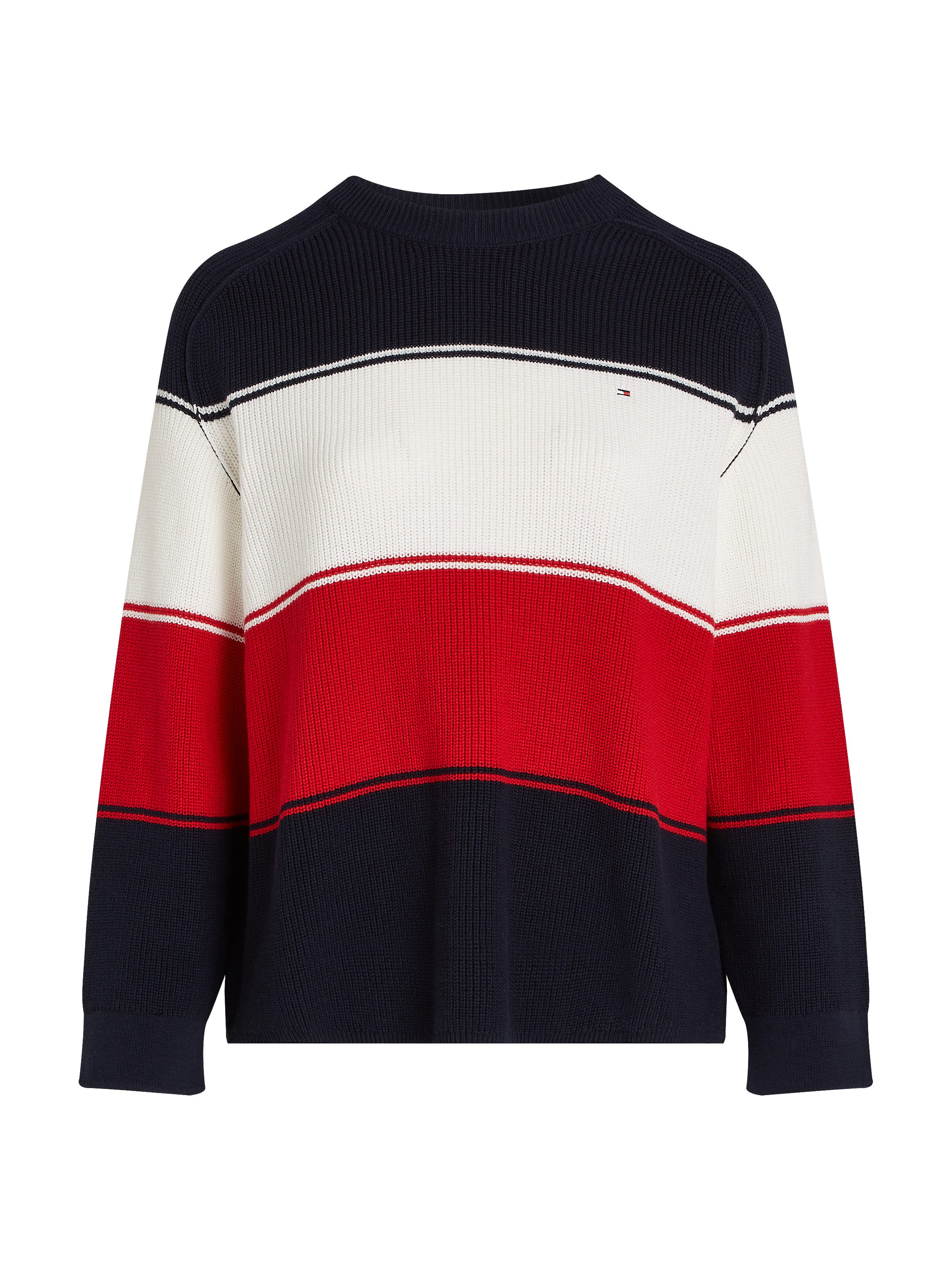 Tommy Hilfiger Curve Trui met ronde hals CRV CO CARDI STITCH C-NK SWT