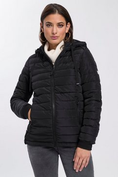 alpenblitz gewatteerde jas harmonieuze hutten met contrastkleurige imitatieleren piping - nieuwe collectie zwart