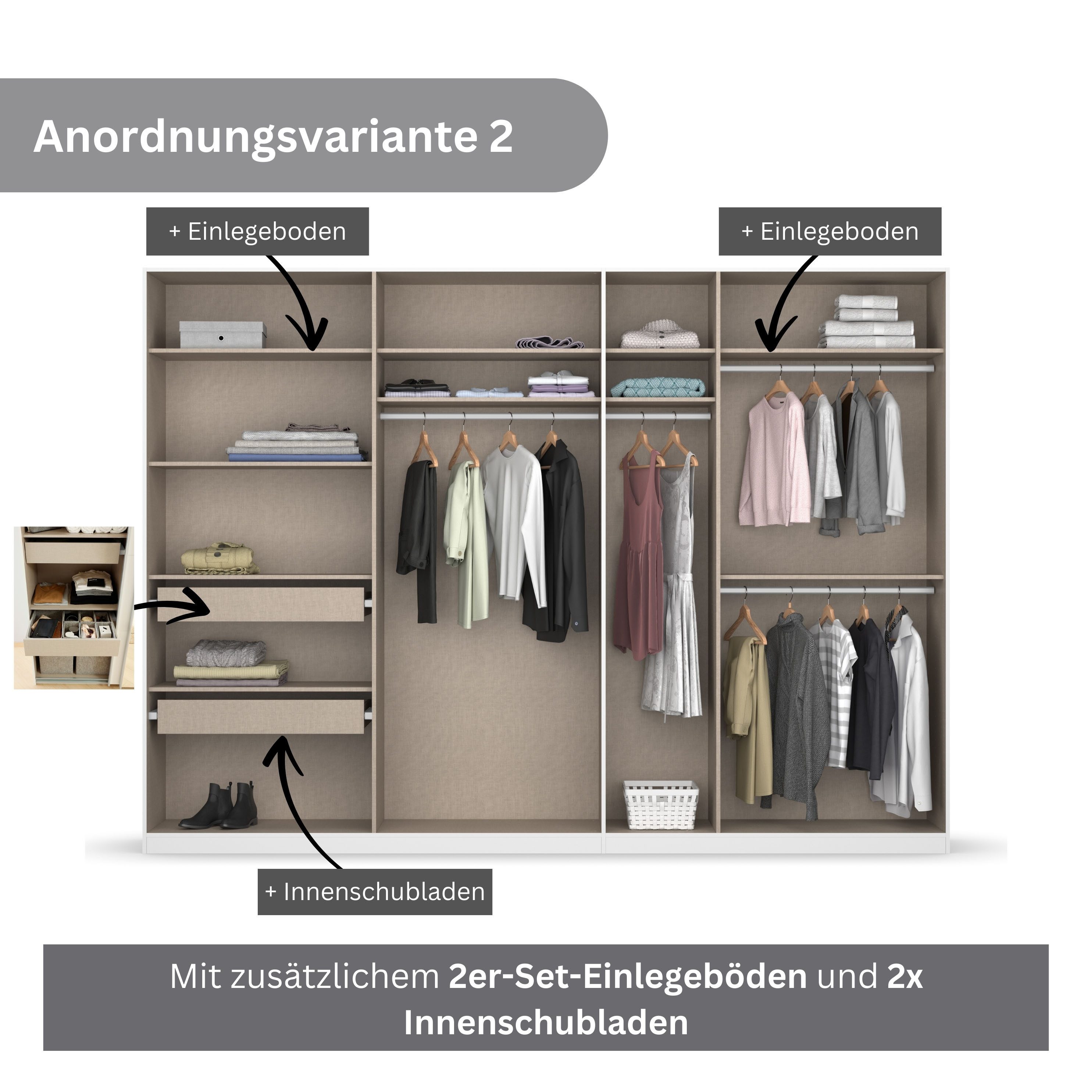 rauch Draaideurkast Koluna Hoogglansfront, inclusief 2 lades en extra planken