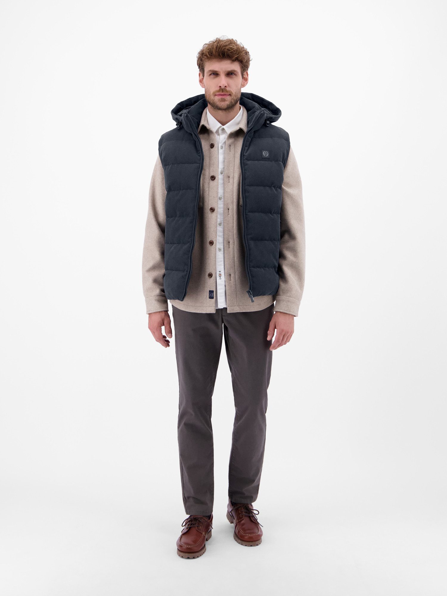 Lerros Bodywarmer LERROS Heren gewatteerde bodywarmer in functionele corduroy-look