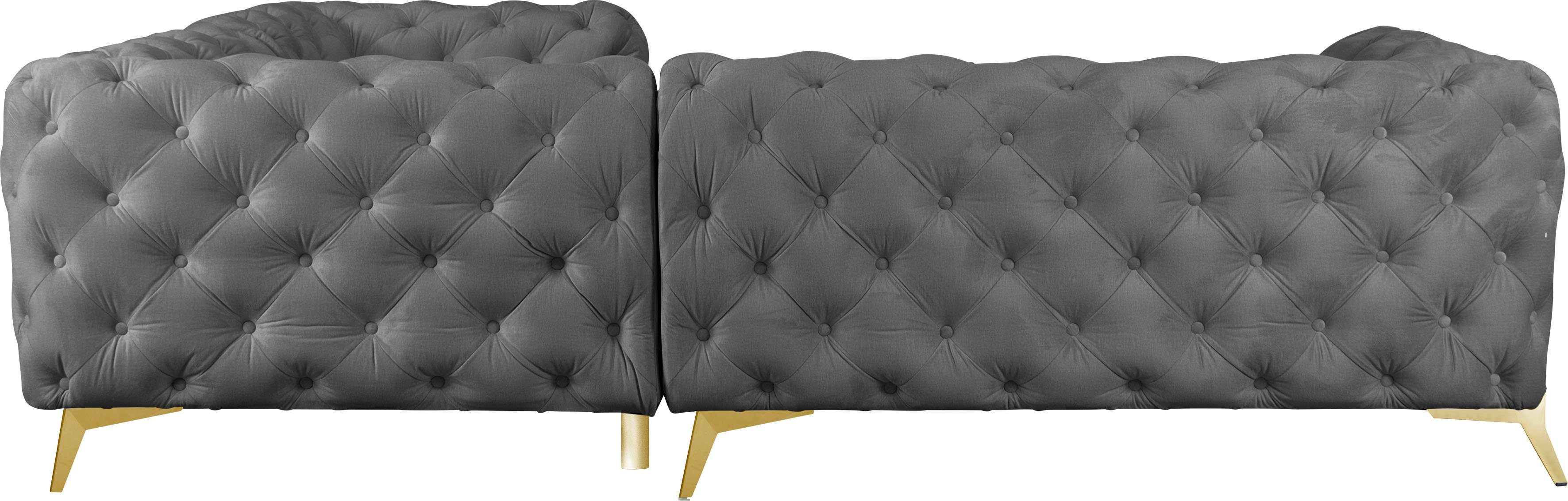 Leonique Chesterfield-bank Amaury L-vorm Chesterfield-look, bxd elk 262 cm, kleur van de poten ter keuze