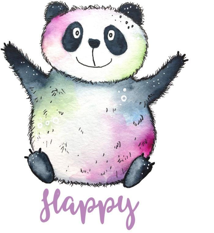Wall-Art Wandfolie Levensvreugd - Happy panda (1 stuk)