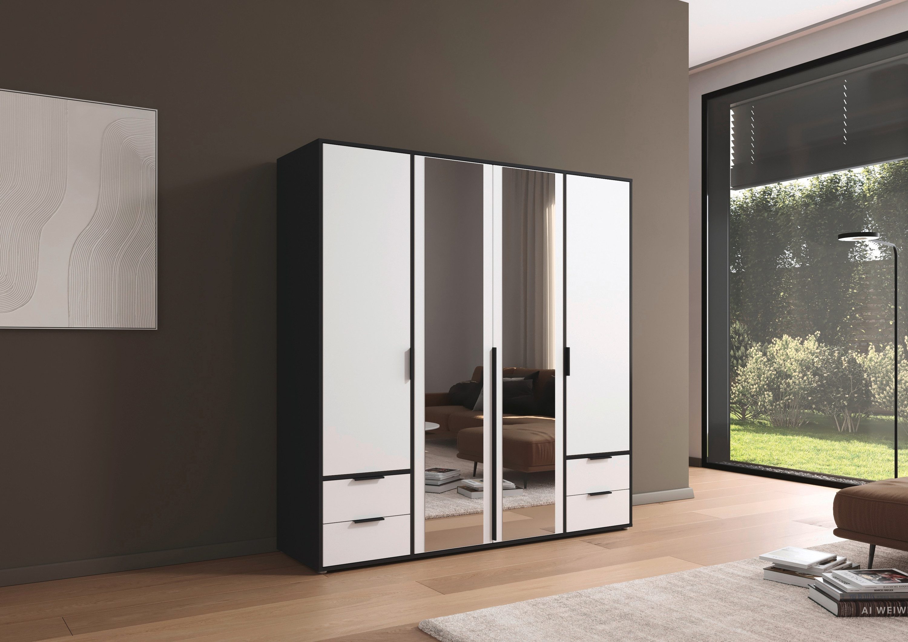 rauch Draaideurkast Kledingkast Kast Garderobe Wasmand NAGATA met Spiegel und schubladen sowie stangengriffen topseller made in germany