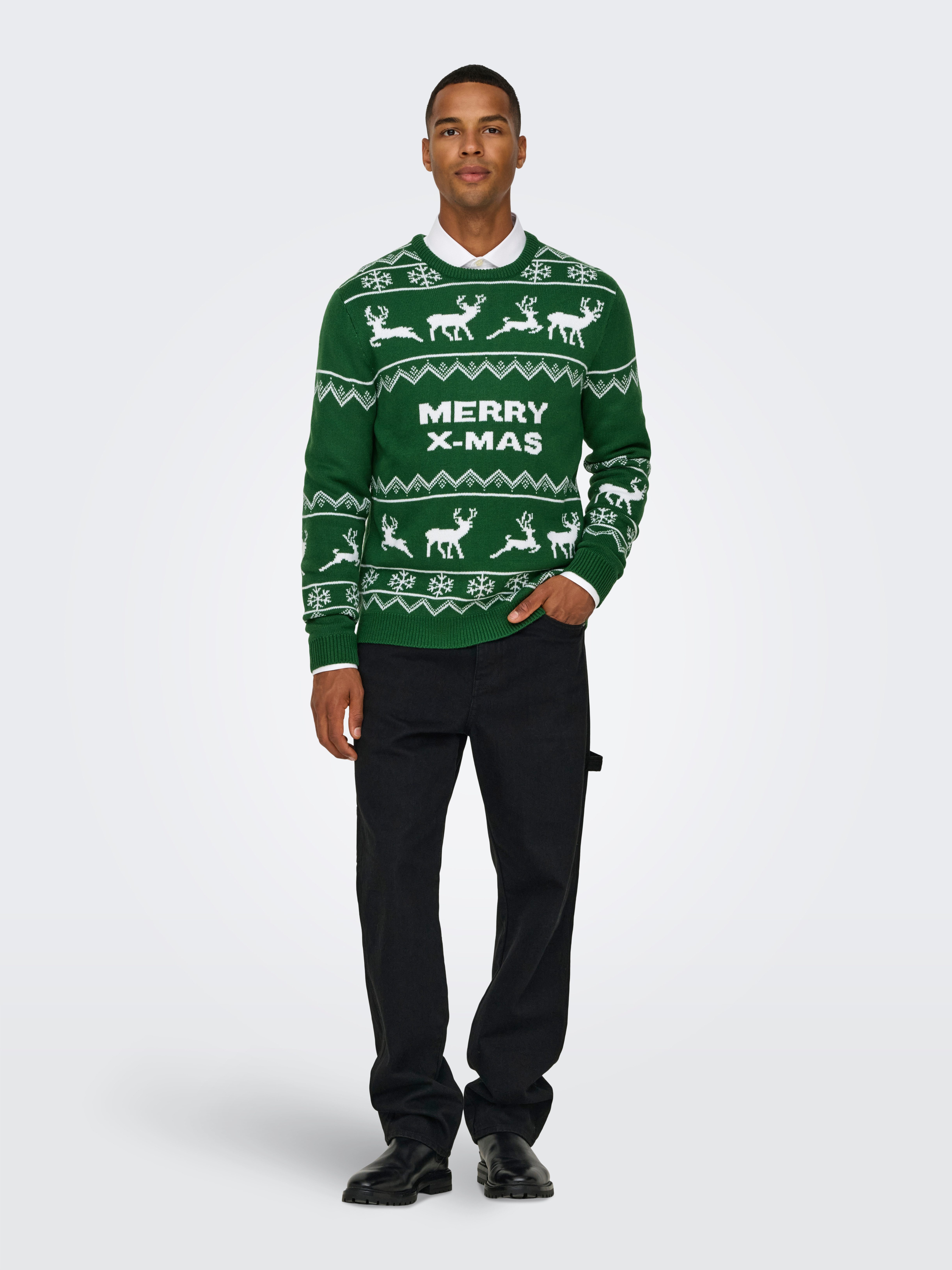 ONLY & SONS Gebreide trui ONSXMAS REG 5 ALLOVER CREW KNIT