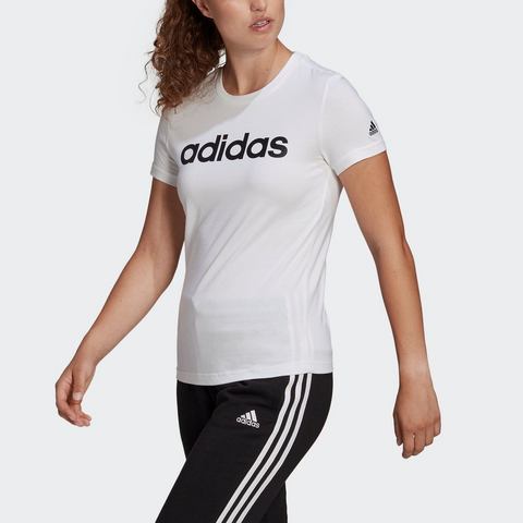 ADIDAS T-Shirt voor fitness dames volledig katoen linear wit
