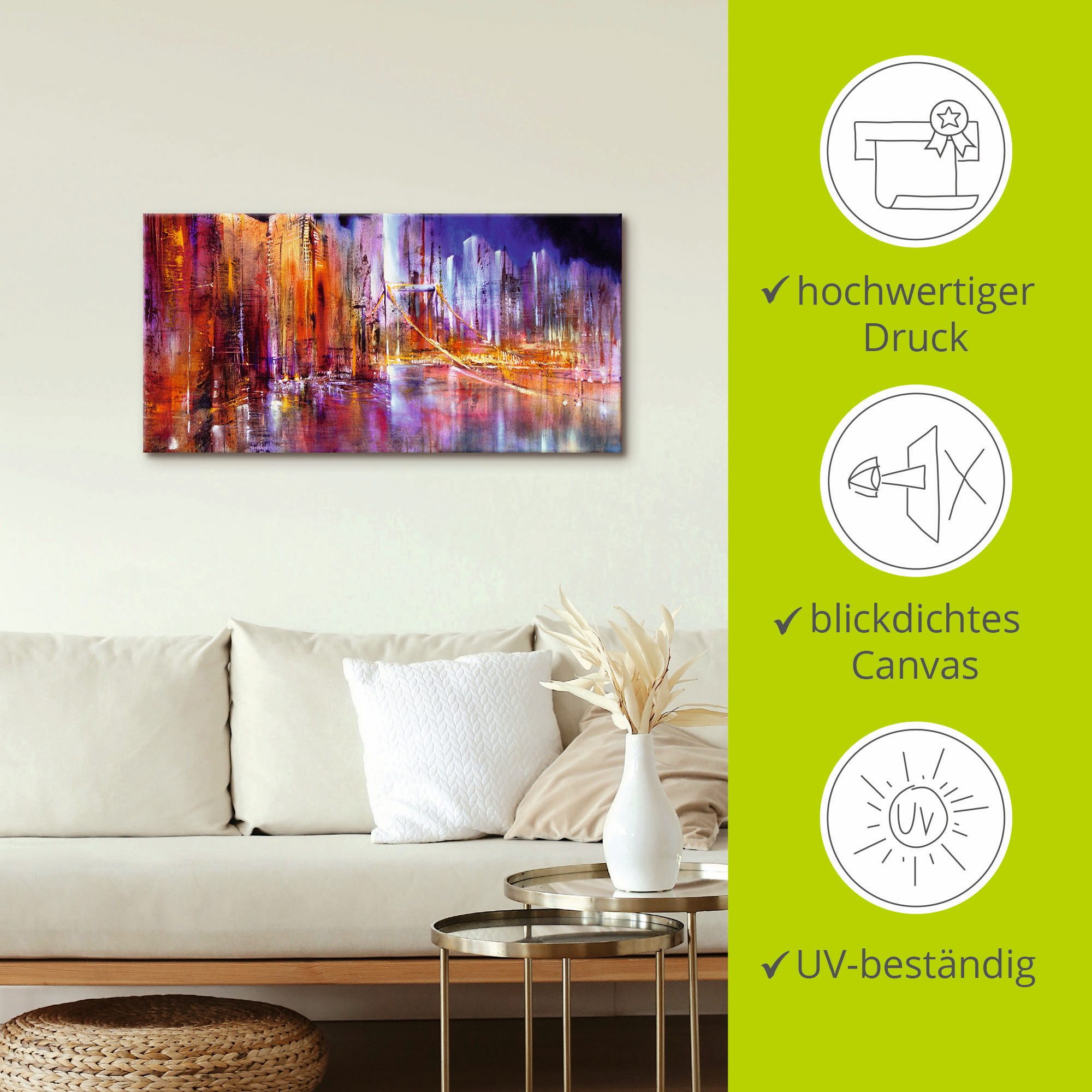 Artland Artprint op linnen Stadsbeeld II gespannen op een spieraam