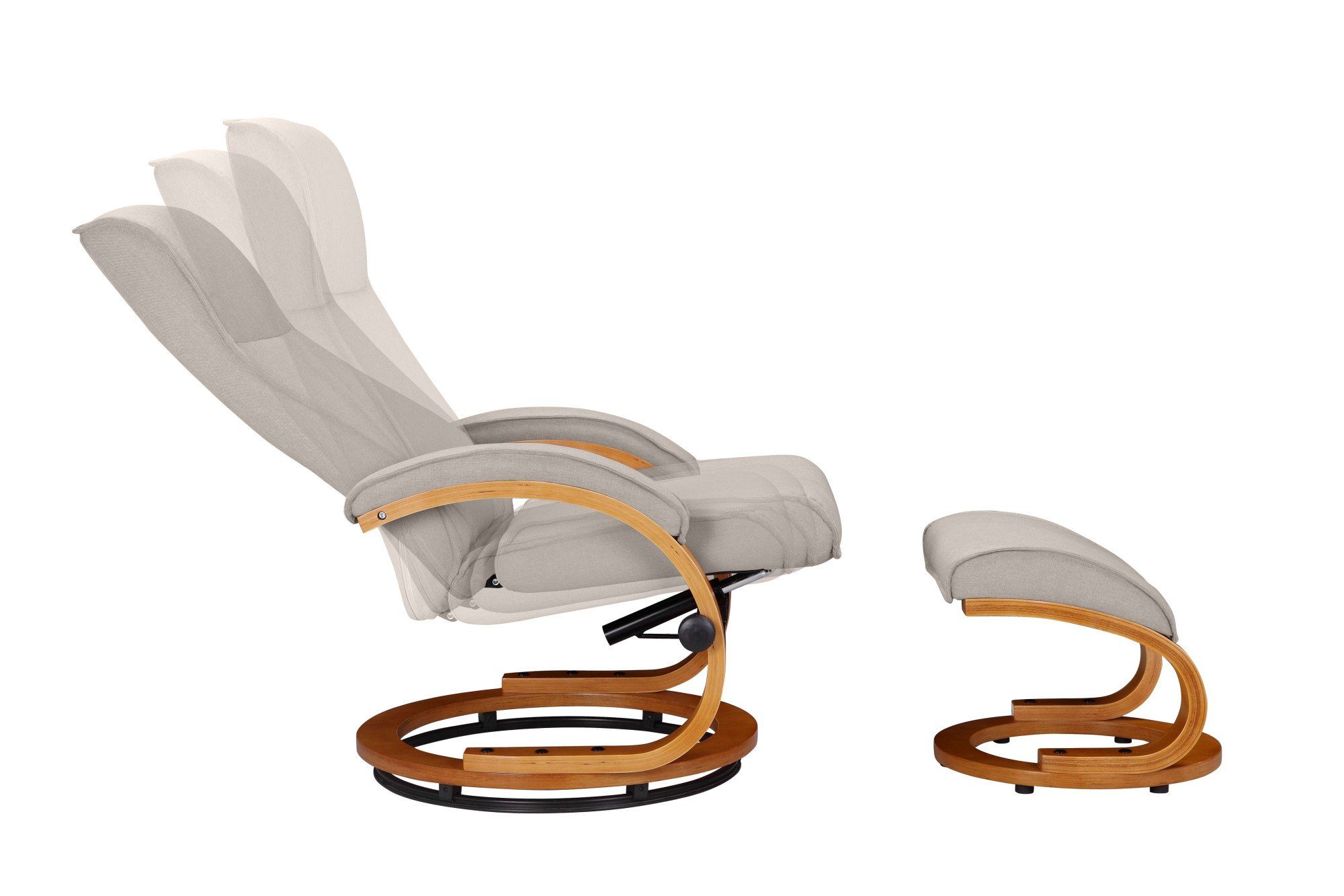 Home affaire Relaxfauteuil Paris, tv-stoel met poef en handmatige ligfunctie (set, 2 stuks)