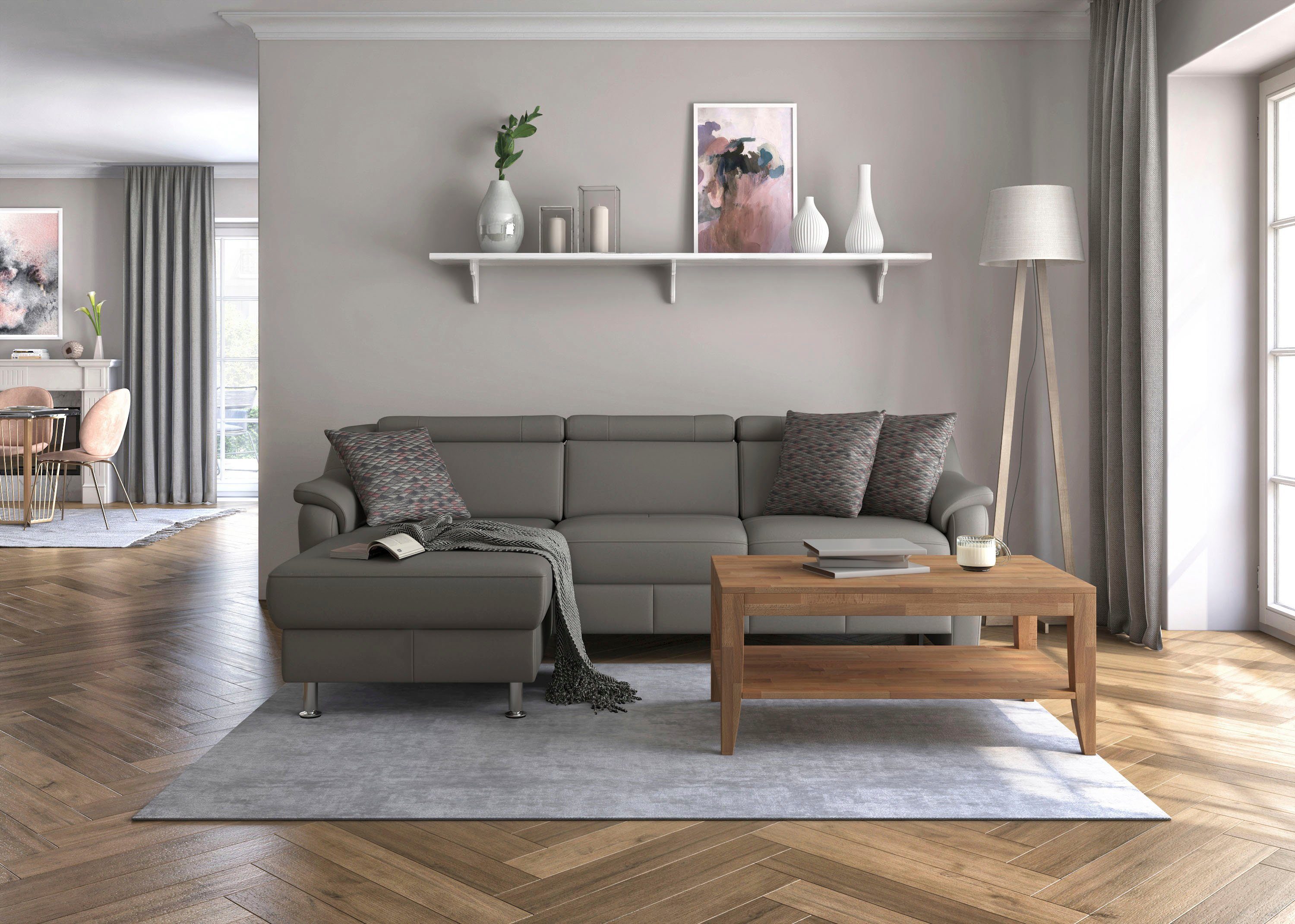 sit&more Hoekbank Freetown L-vorm met verstelbare hoofdsteun en comfortabele binnenvering