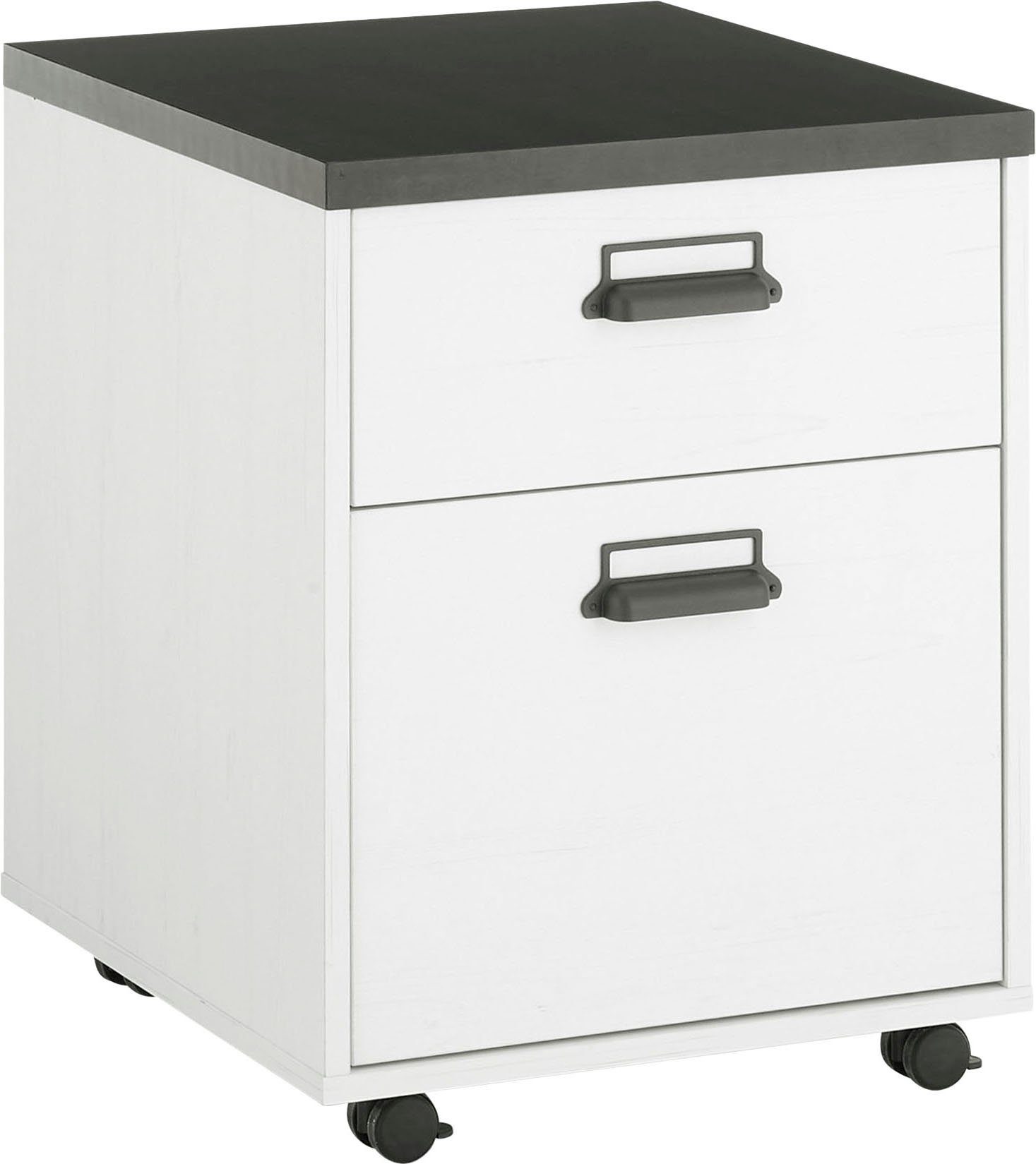 Home affaire Kastje op wieltjes Sherwood met metalen apotheker handgrepen, breedte 47 cm, soft-close functie nachtkastjes wit