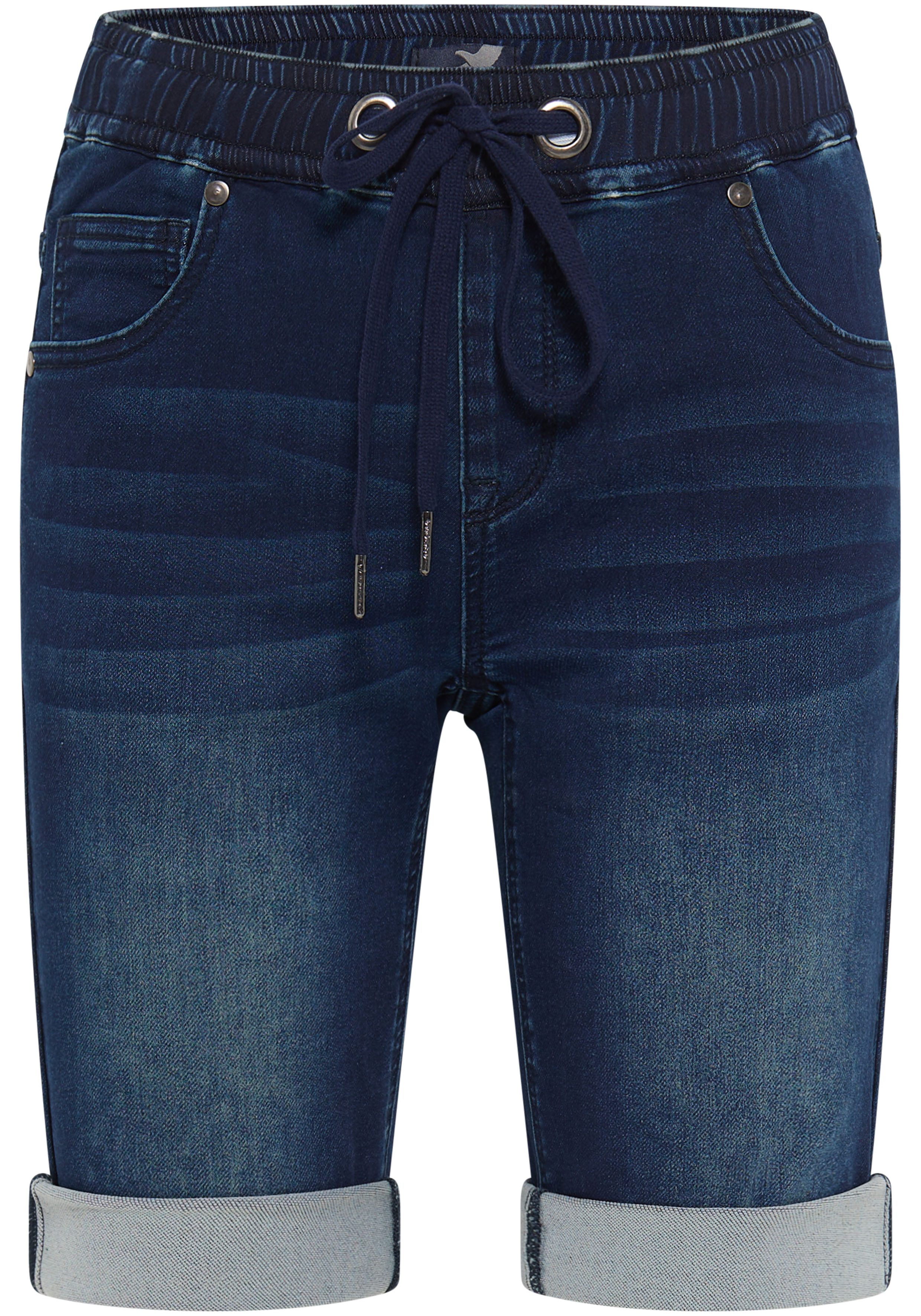 Arizona Jog-jeansbermuda hoge taille, opgerolde broekafsluitingen, used-look
