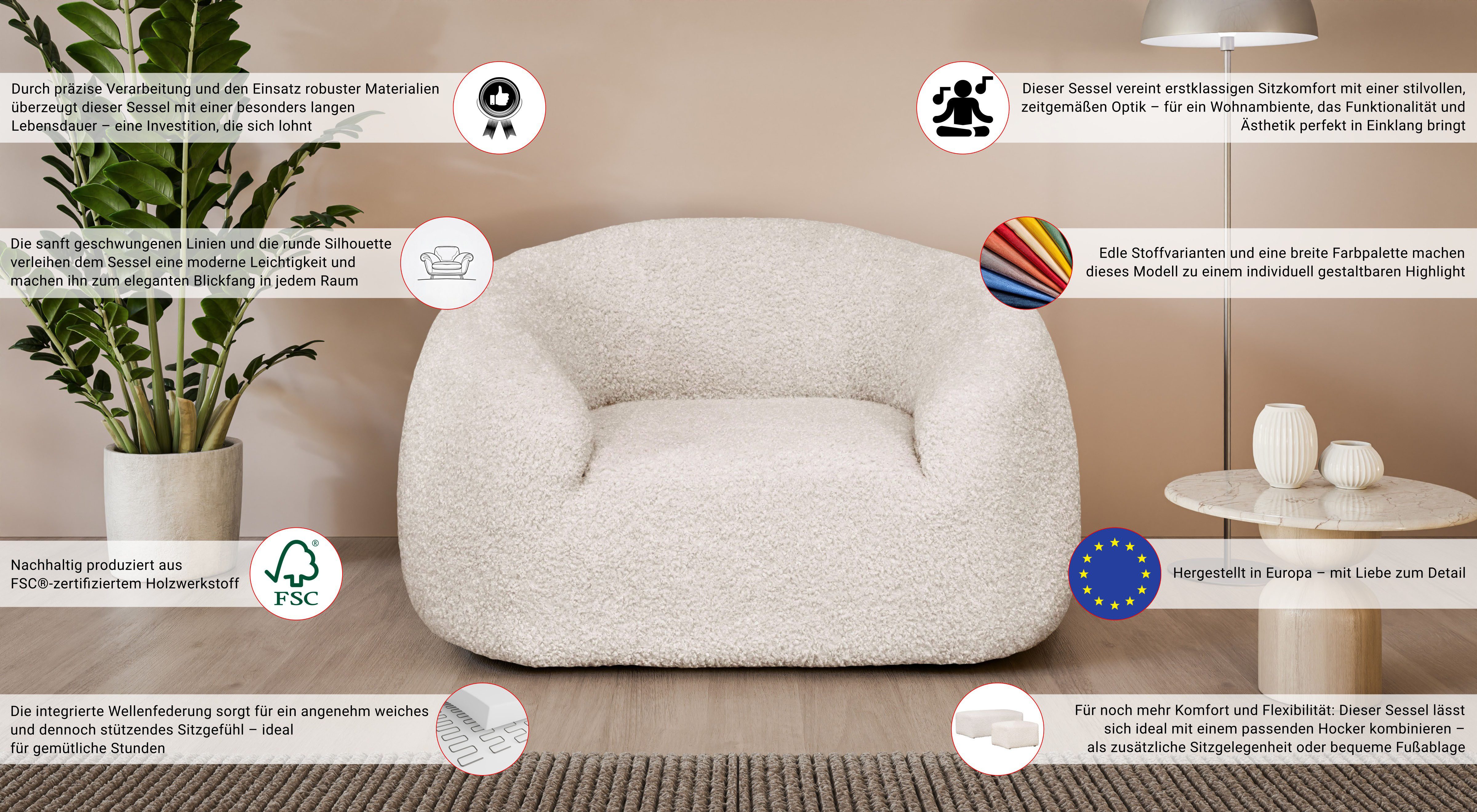 LeGer Home by Lena Gercke Fauteuil YANI relaxfauteuil, loungefauteuil, afmetingen B/D/H: 127/96/76 cm