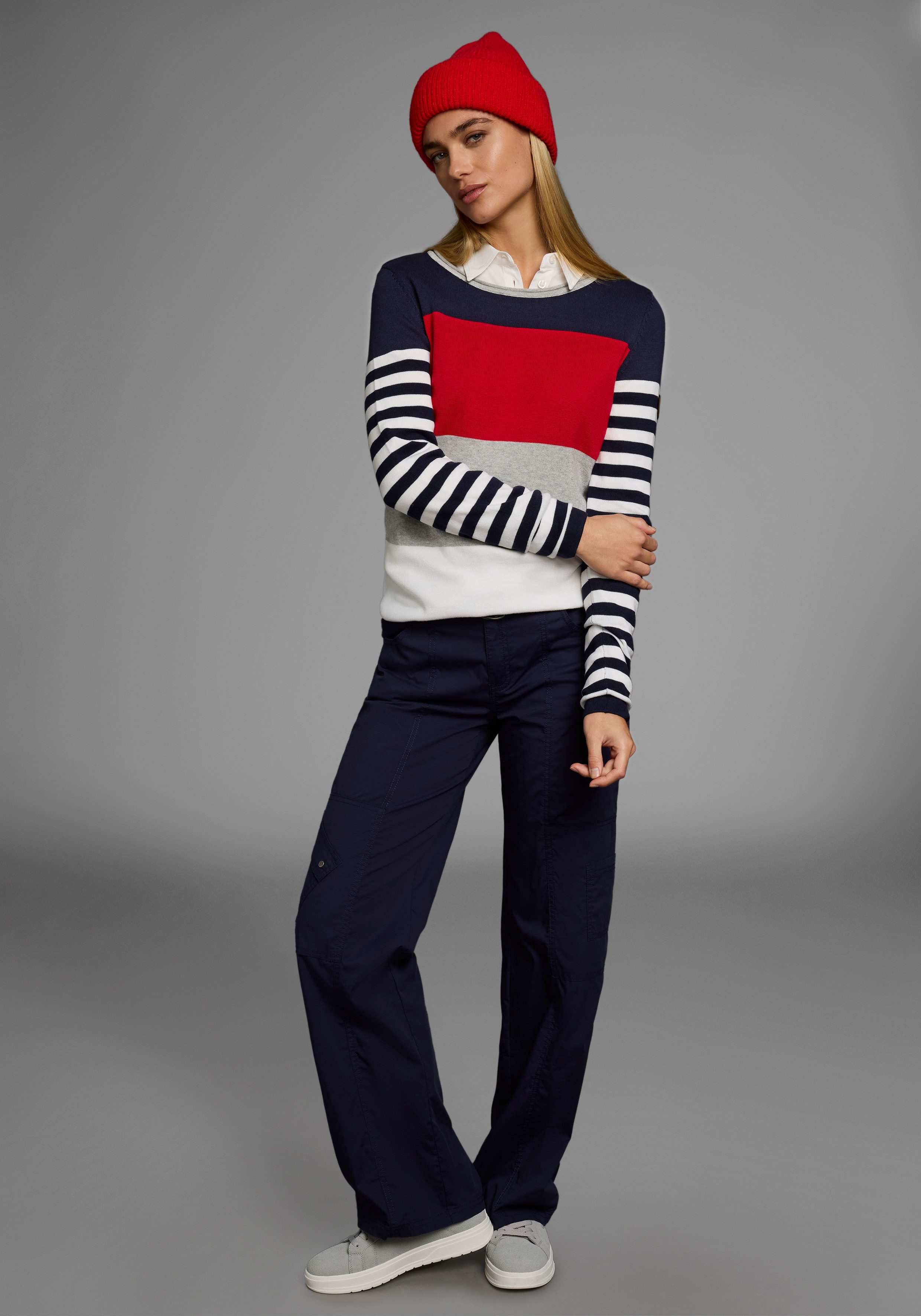 KangaROOS Trui met ronde hals in modieuze streep-look