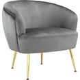 leonique loungestoel laoise met metalen frame in chroom goud, in verschillende bekledingskwaliteiten en kleurvarianten te bestellen, zithoogte 49 cm (1 stuk) grijs
