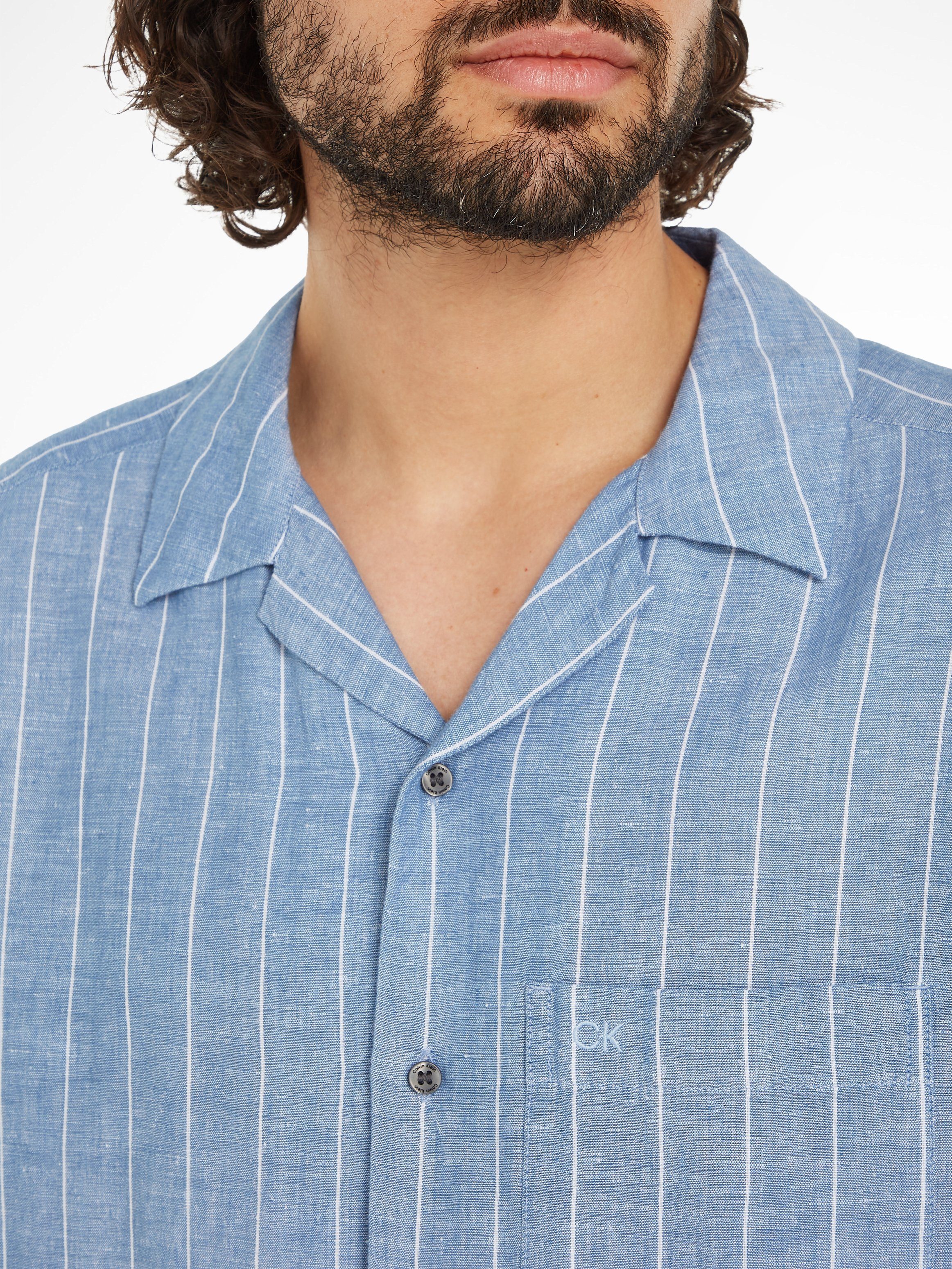 Calvin Klein Overhemd met korte mouwen LINEN COTTON STRIPE S/S SHIRT