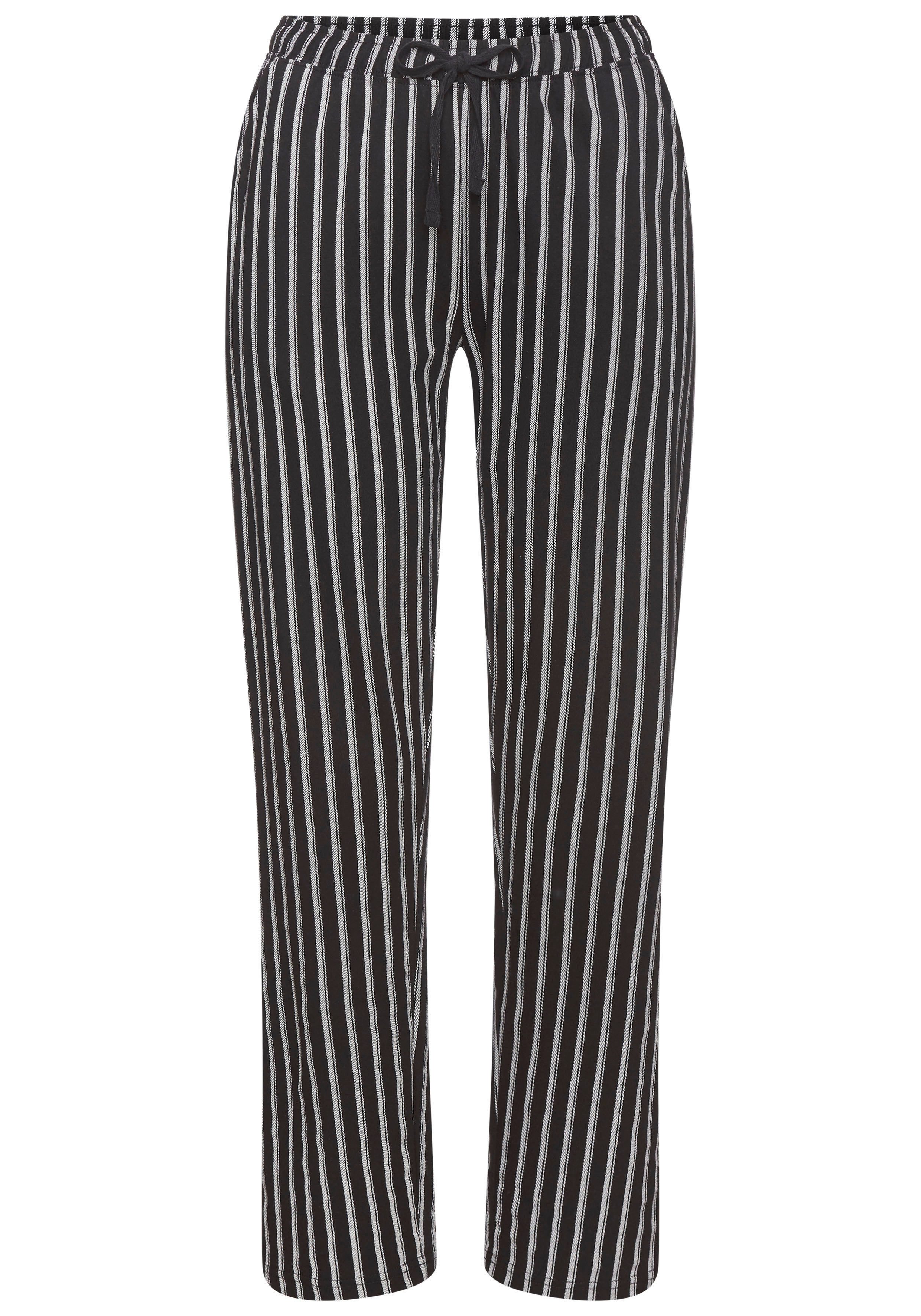 Vivance Dreams Pyjamabroek Met strepen en ruiten (set, 2-delig) dames nachtkleding maat 44/46 zwart