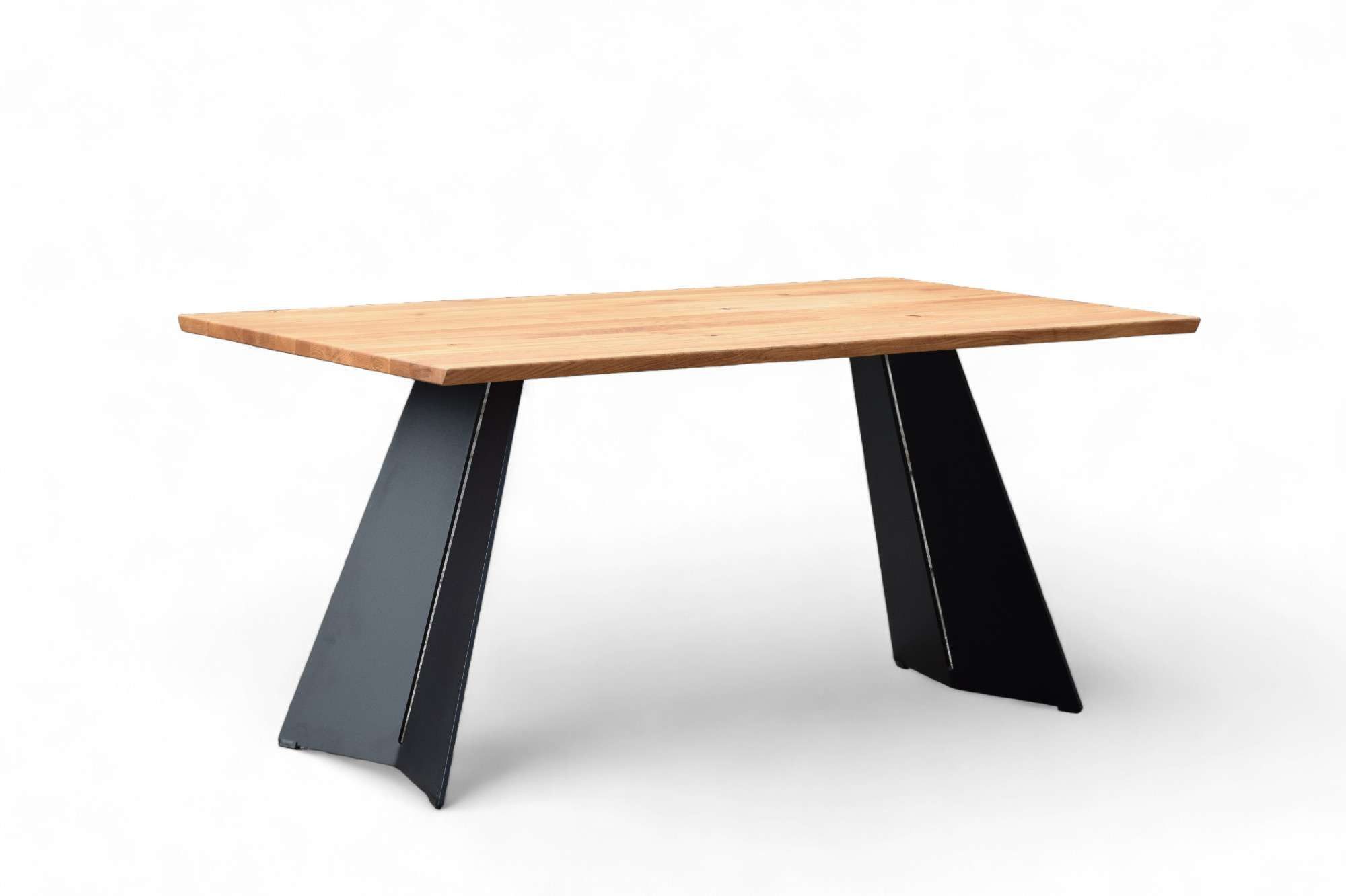 Home affaire Eettafel Winteregg keukentafel, metalen wangframe, massief gewild eikenhout, geolied eettafels maat 200 cm x 76 cm x 100 cm beige